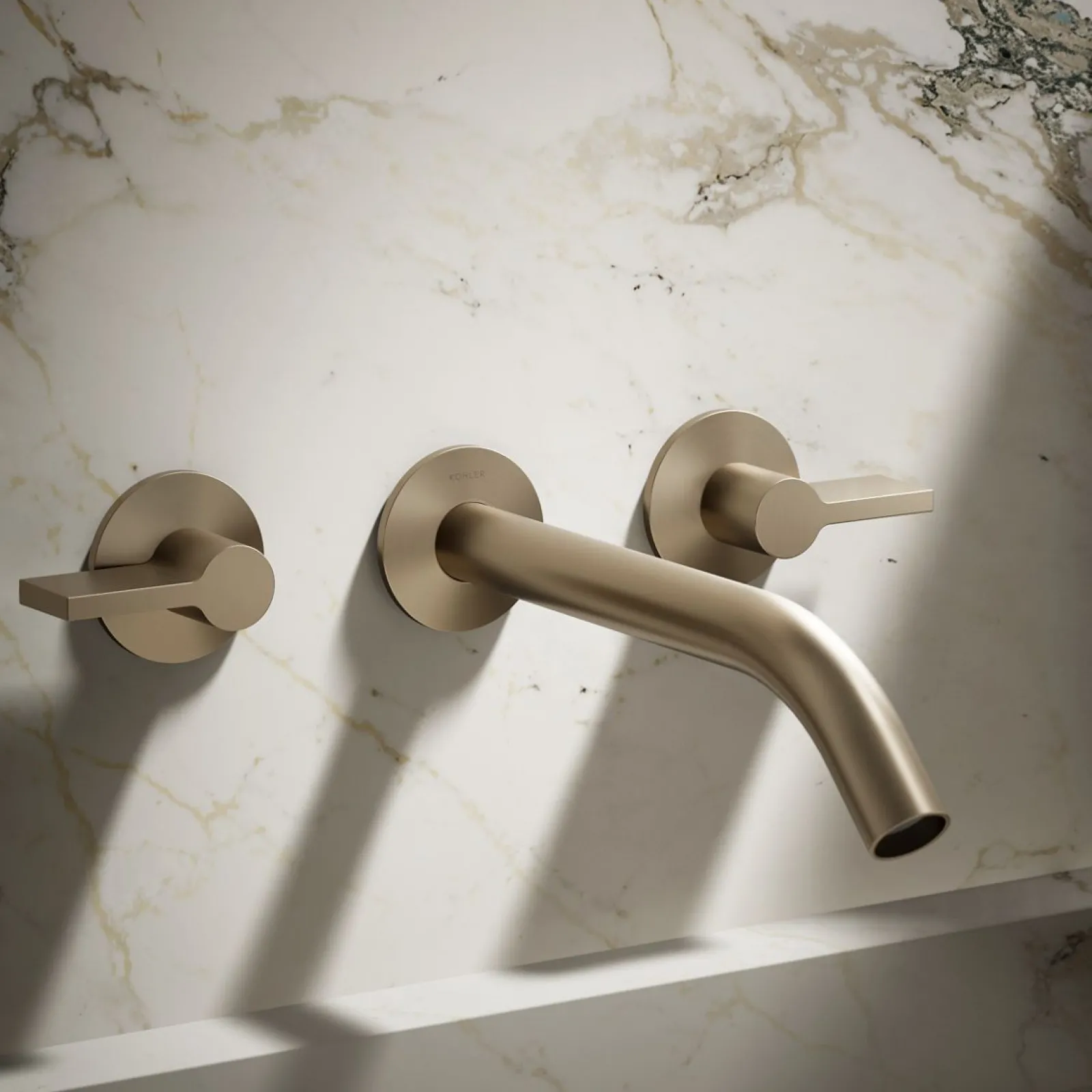 Wall-mount bathroom sink faucet Lever handle trim^Kohler Hot
