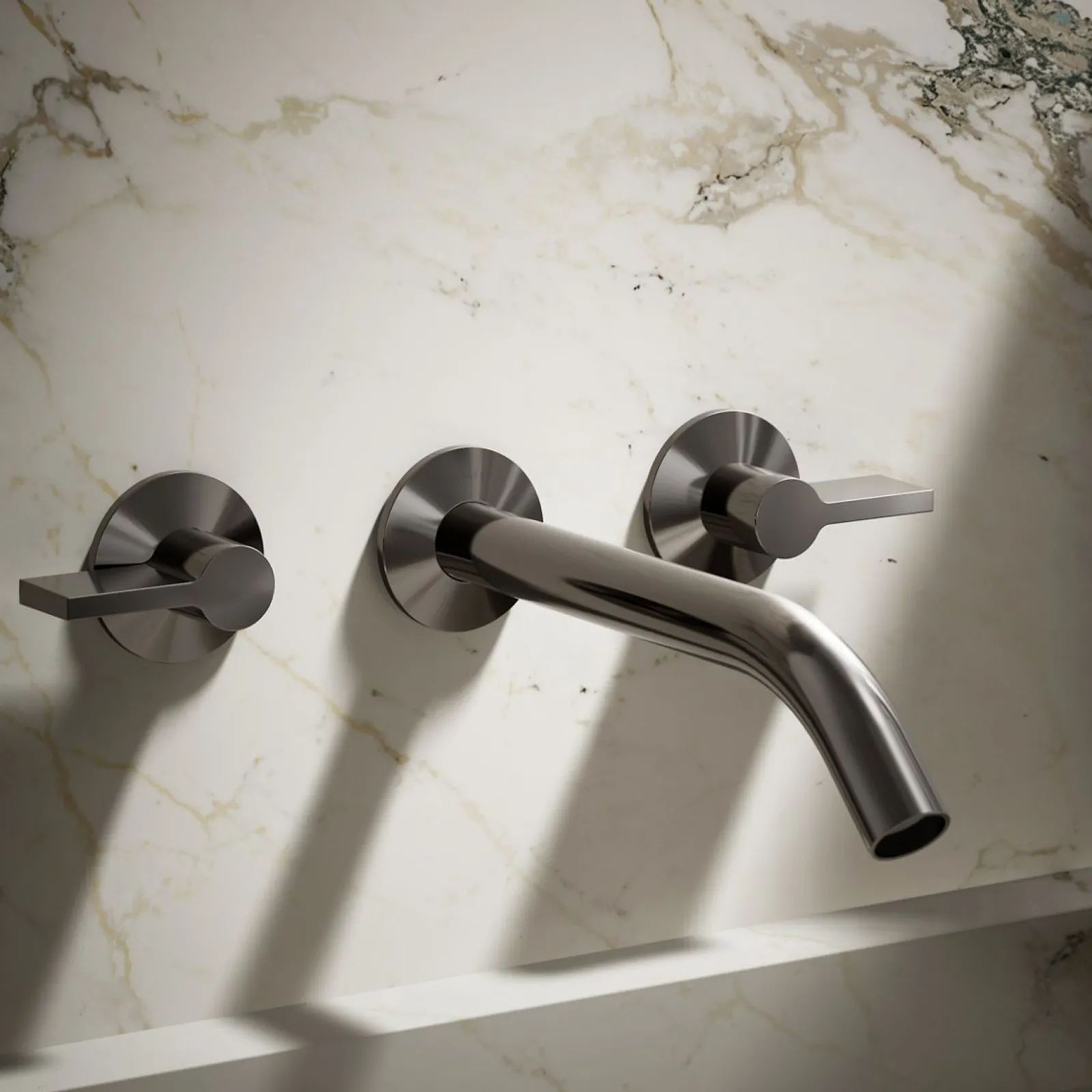 Wall-mount bathroom sink faucet Lever handle trim^Kohler Hot