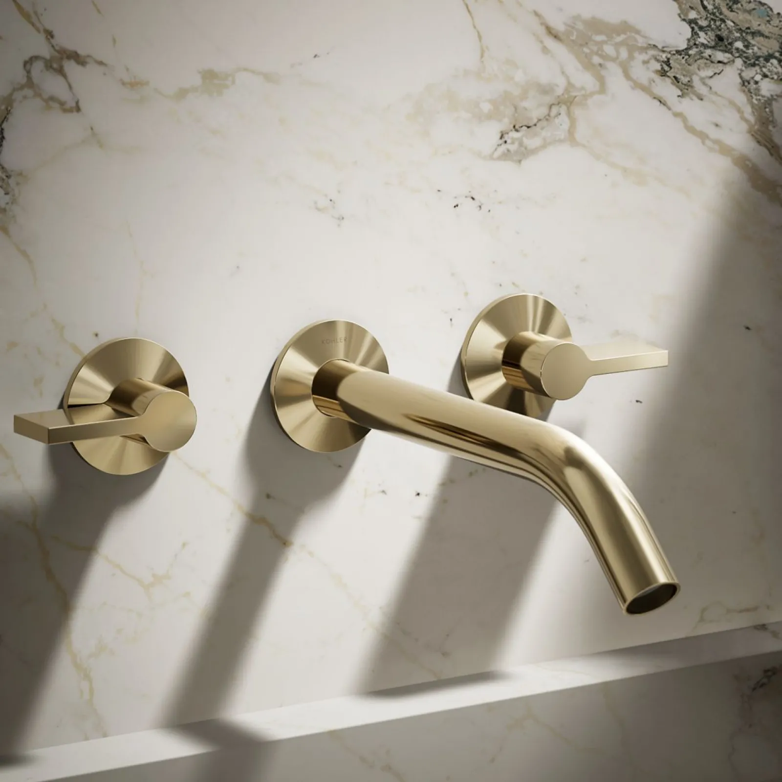 Wall-mount bathroom sink faucet Lever handle trim^Kohler Hot