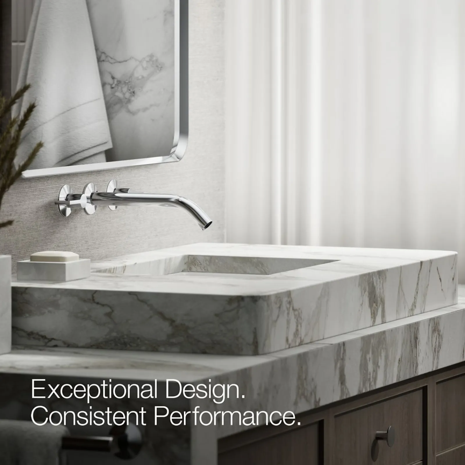 Wall-mount bathroom sink faucet Lever handle trim^Kohler Hot