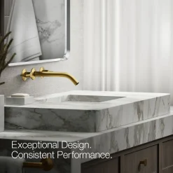 Wall-mount bathroom sink faucet Lever handle trim^Kohler Hot