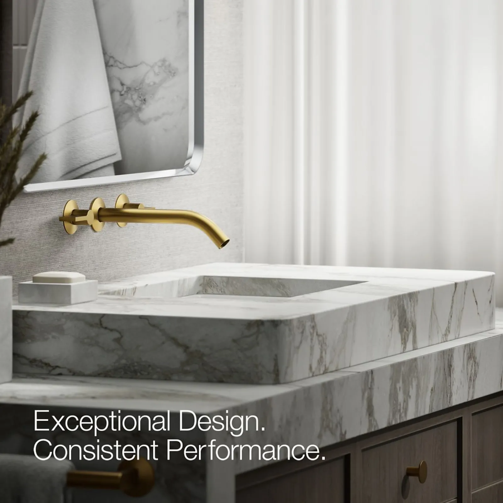 Wall-mount bathroom sink faucet Lever handle trim^Kohler Hot