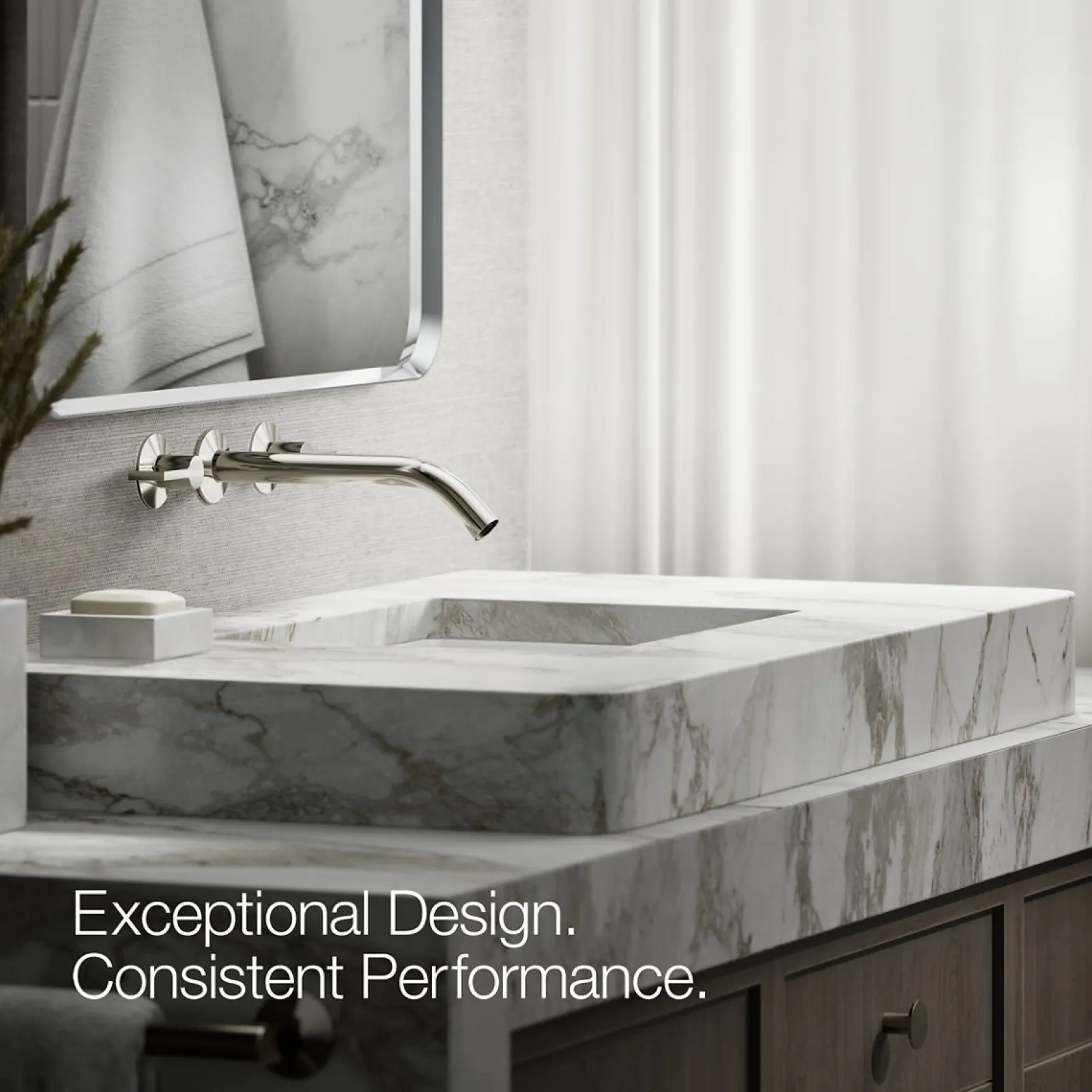 Wall-mount bathroom sink faucet Lever handle trim^Kohler Hot