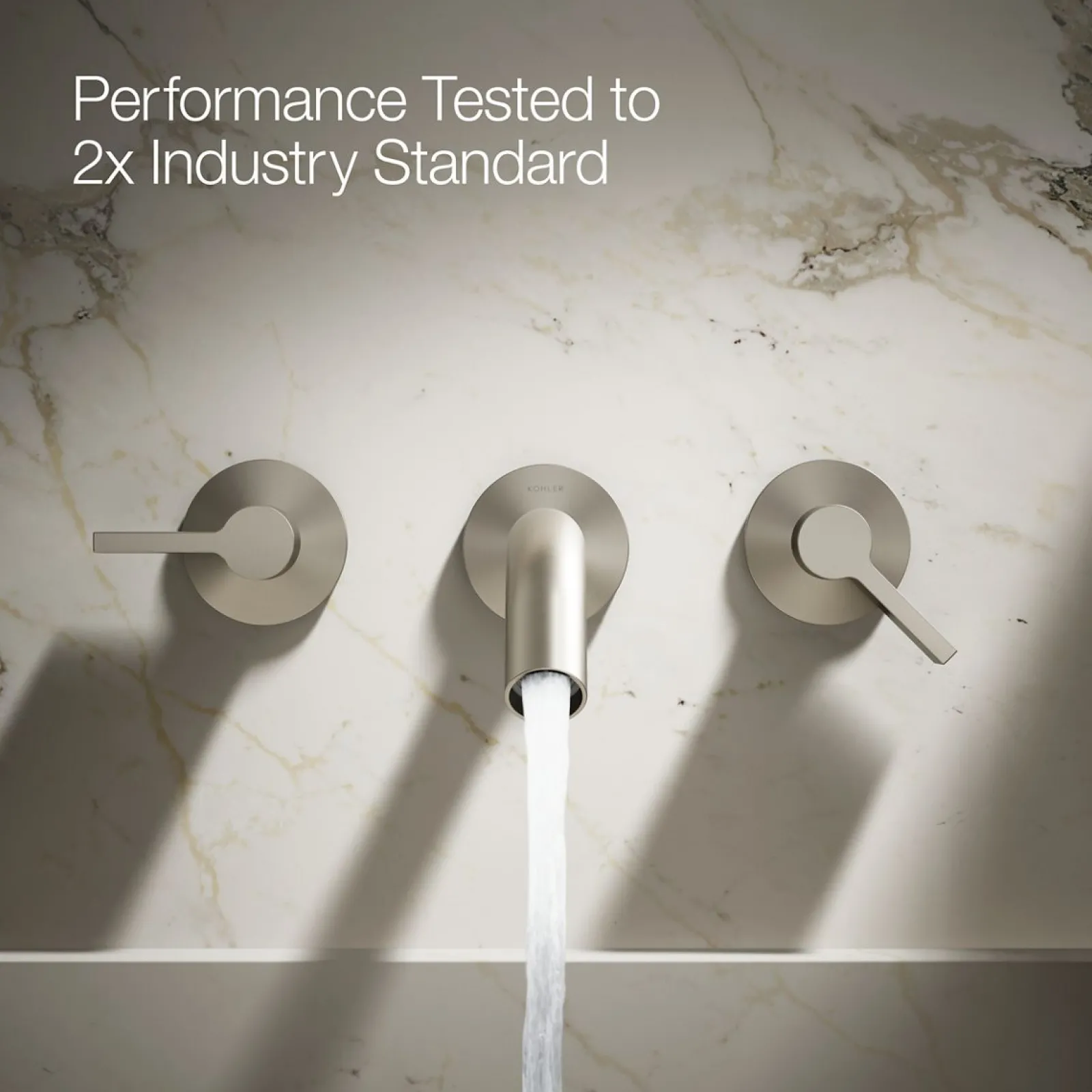 Wall-mount bathroom sink faucet Lever handle trim^Kohler Hot