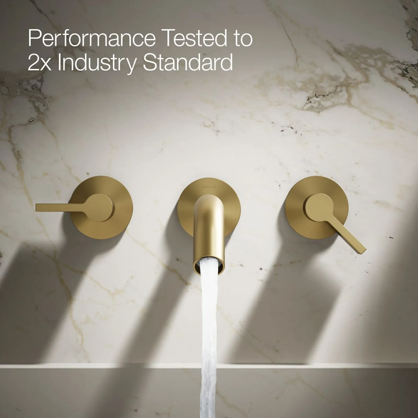 Wall-mount bathroom sink faucet Lever handle trim^Kohler Hot