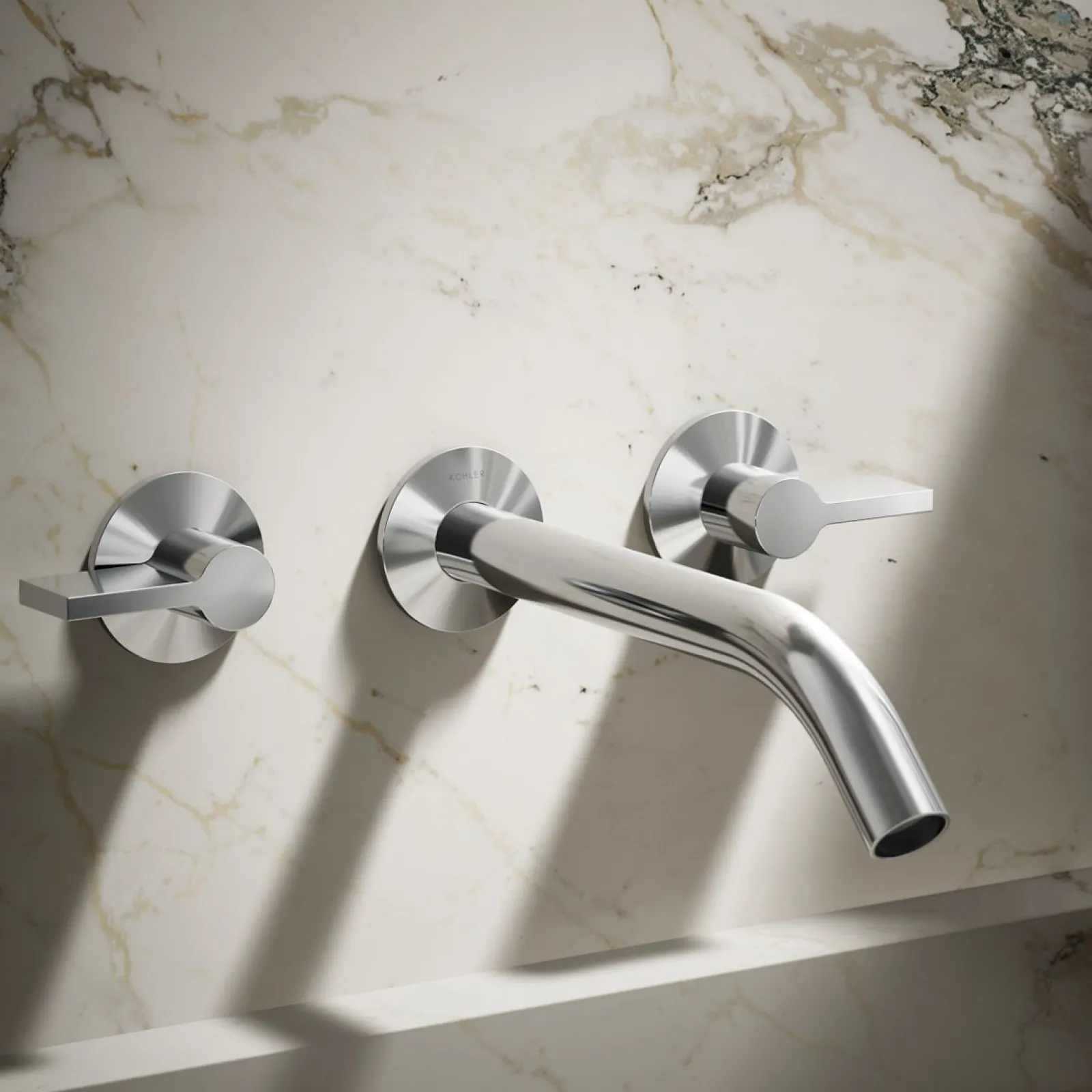 Wall-mount bathroom sink faucet Lever handle trim^Kohler Hot