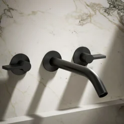 Wall-mount bathroom sink faucet Lever handle trim^Kohler Hot