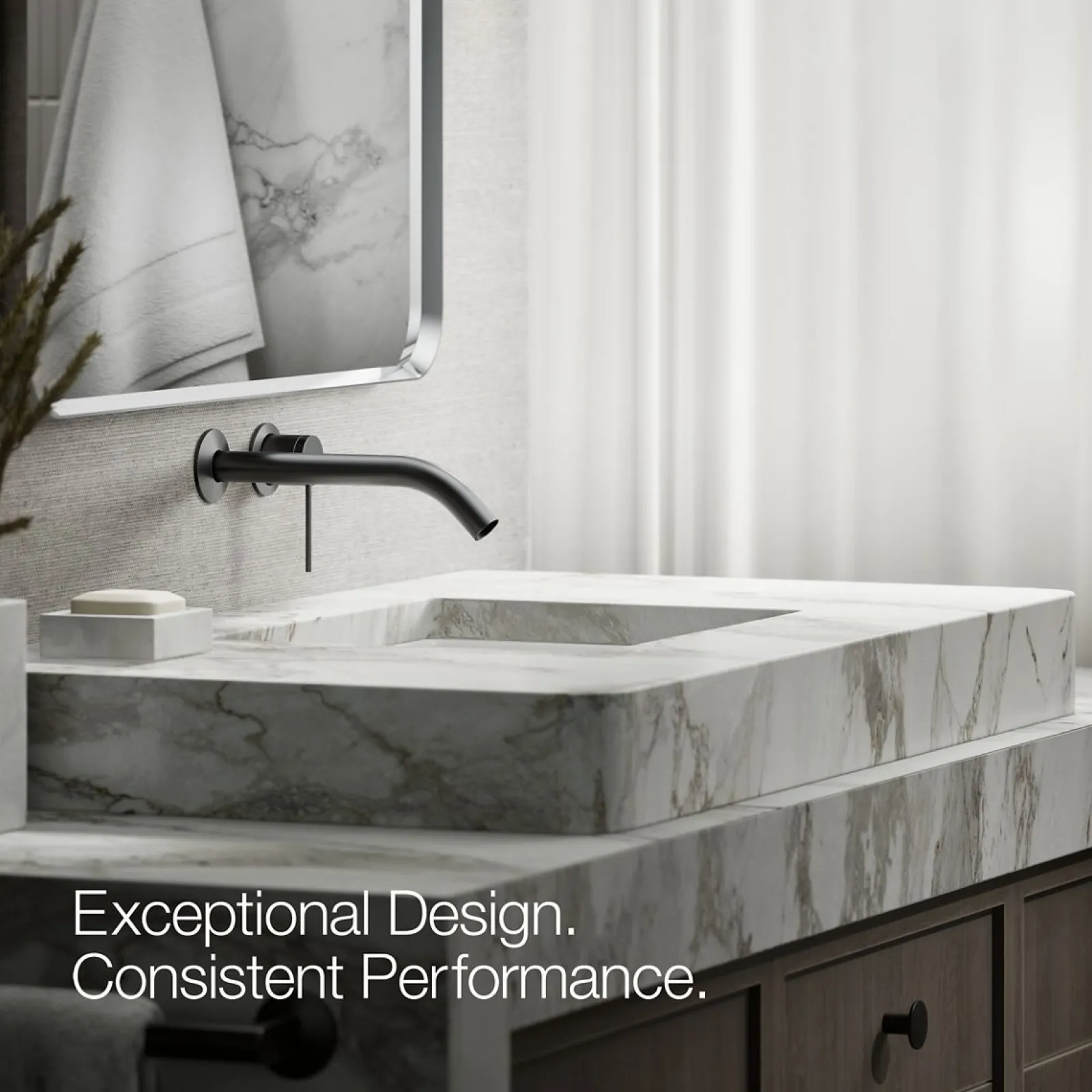 Wall-mount bathroom sink faucet handle^Kohler Hot