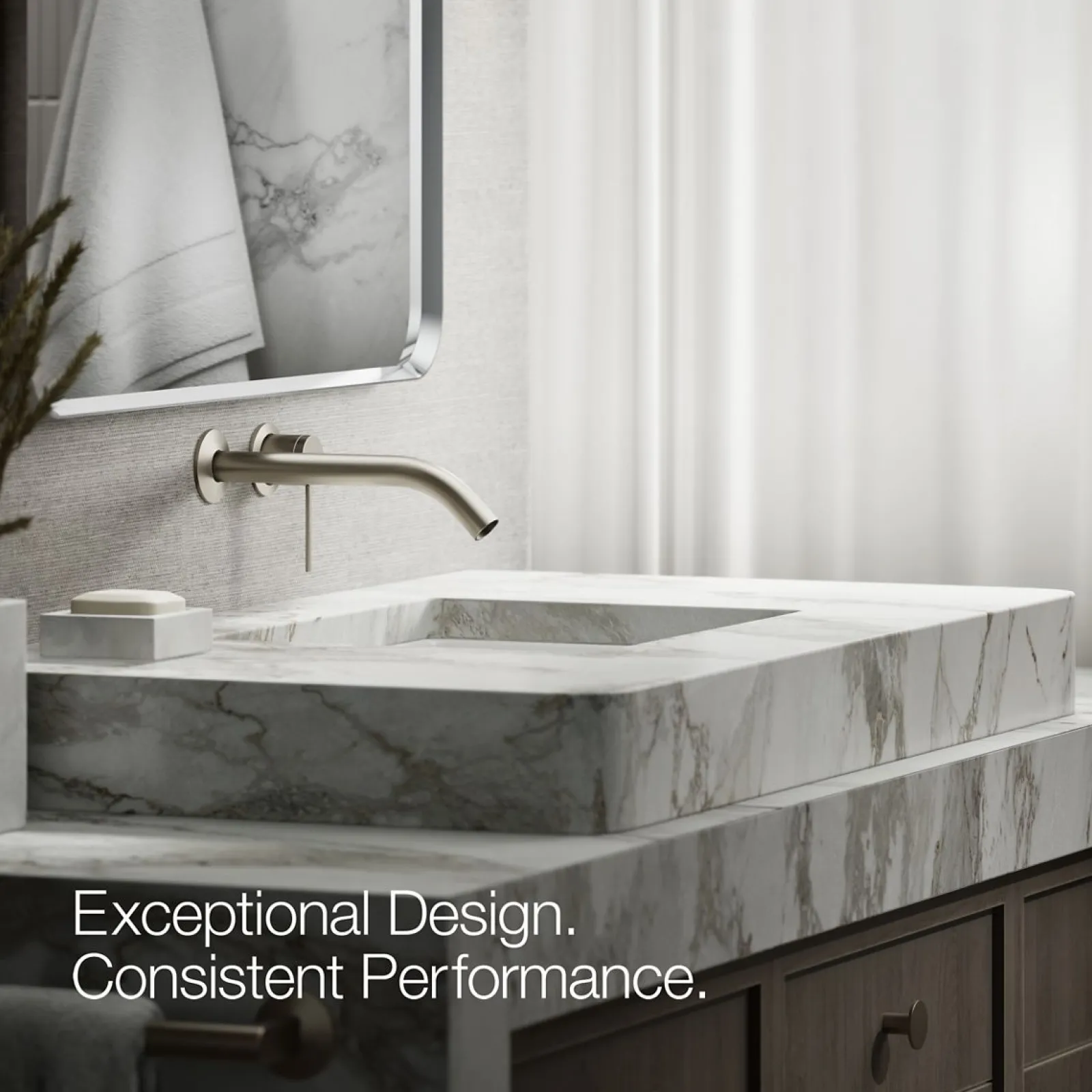 Wall-mount bathroom sink faucet handle^Kohler Hot