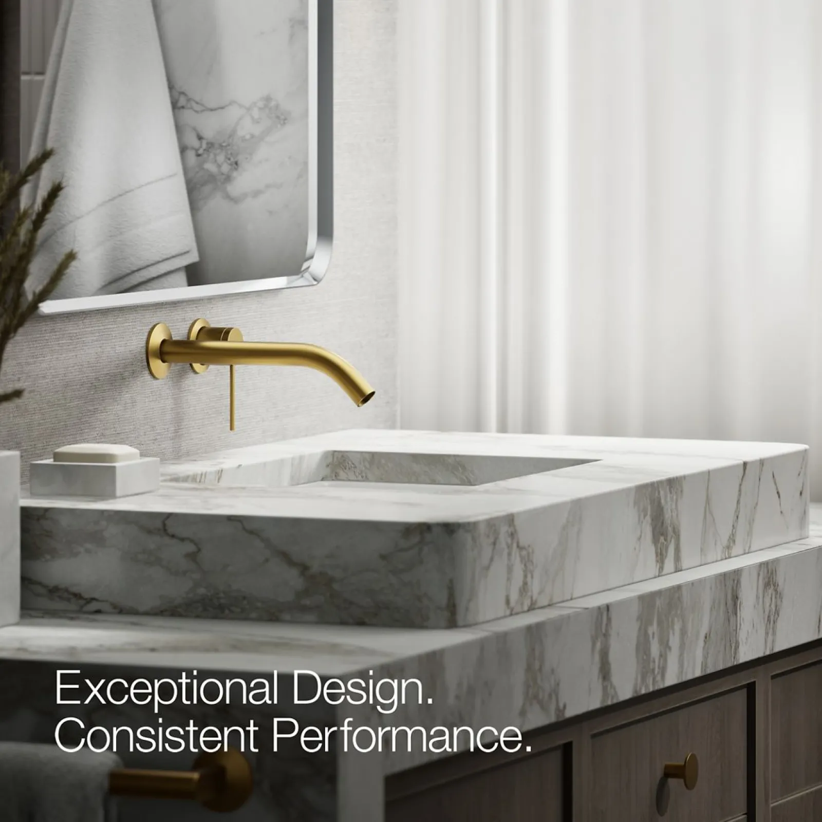 Wall-mount bathroom sink faucet handle^Kohler Hot