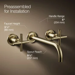 Wall-mount bathroom sink faucet trim with Cross handles, 1.2 gpm^Kohler Discount