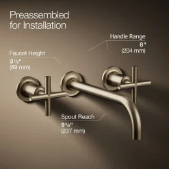 Wall-mount bathroom sink faucet trim with Cross handles, 1.2 gpm^Kohler Discount