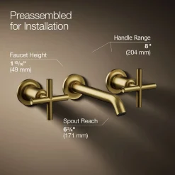 Wall-mount bathroom sink faucet trim with Cross handles, 1.2 gpm^Kohler Online
