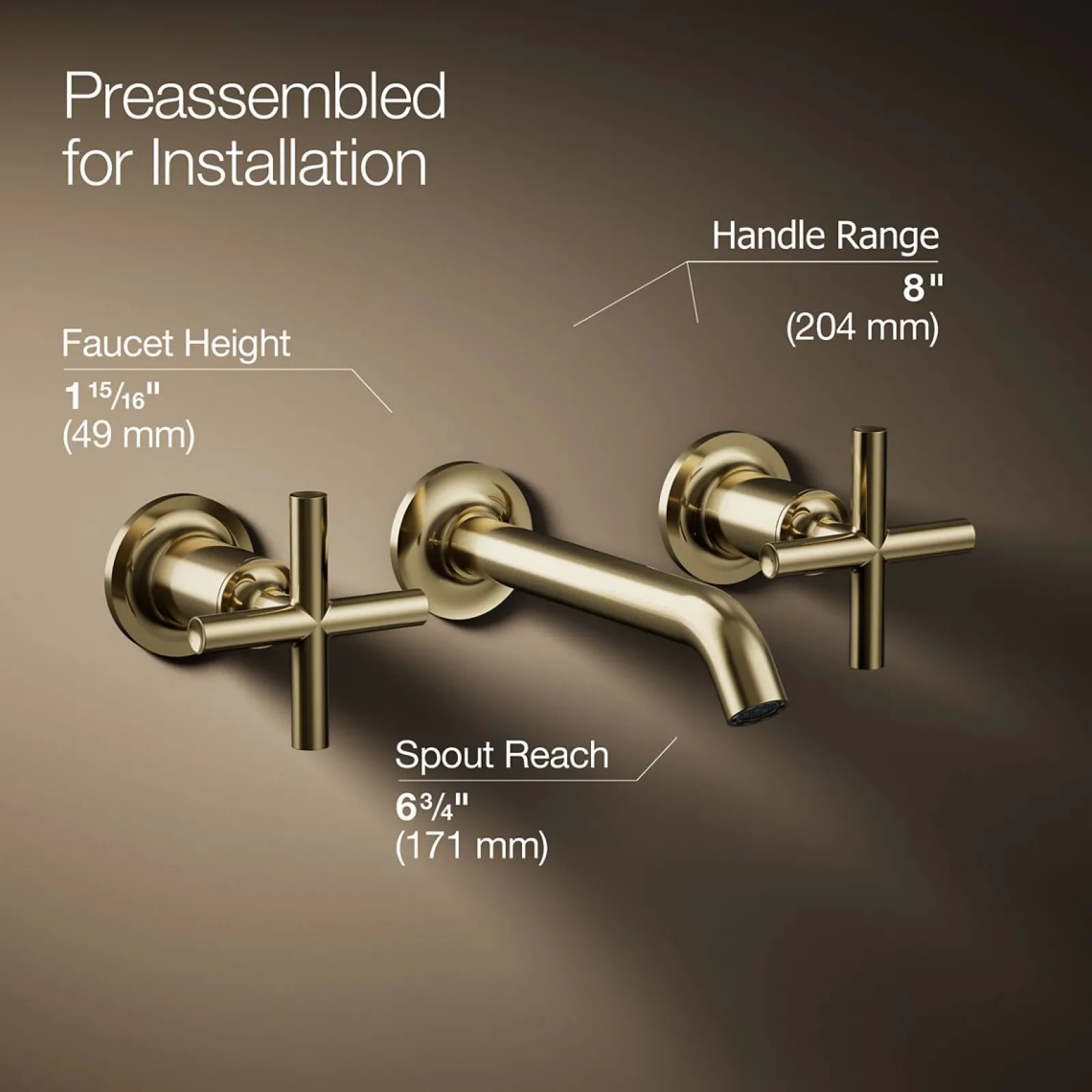 Wall-mount bathroom sink faucet trim with Cross handles, 1.2 gpm^Kohler Online