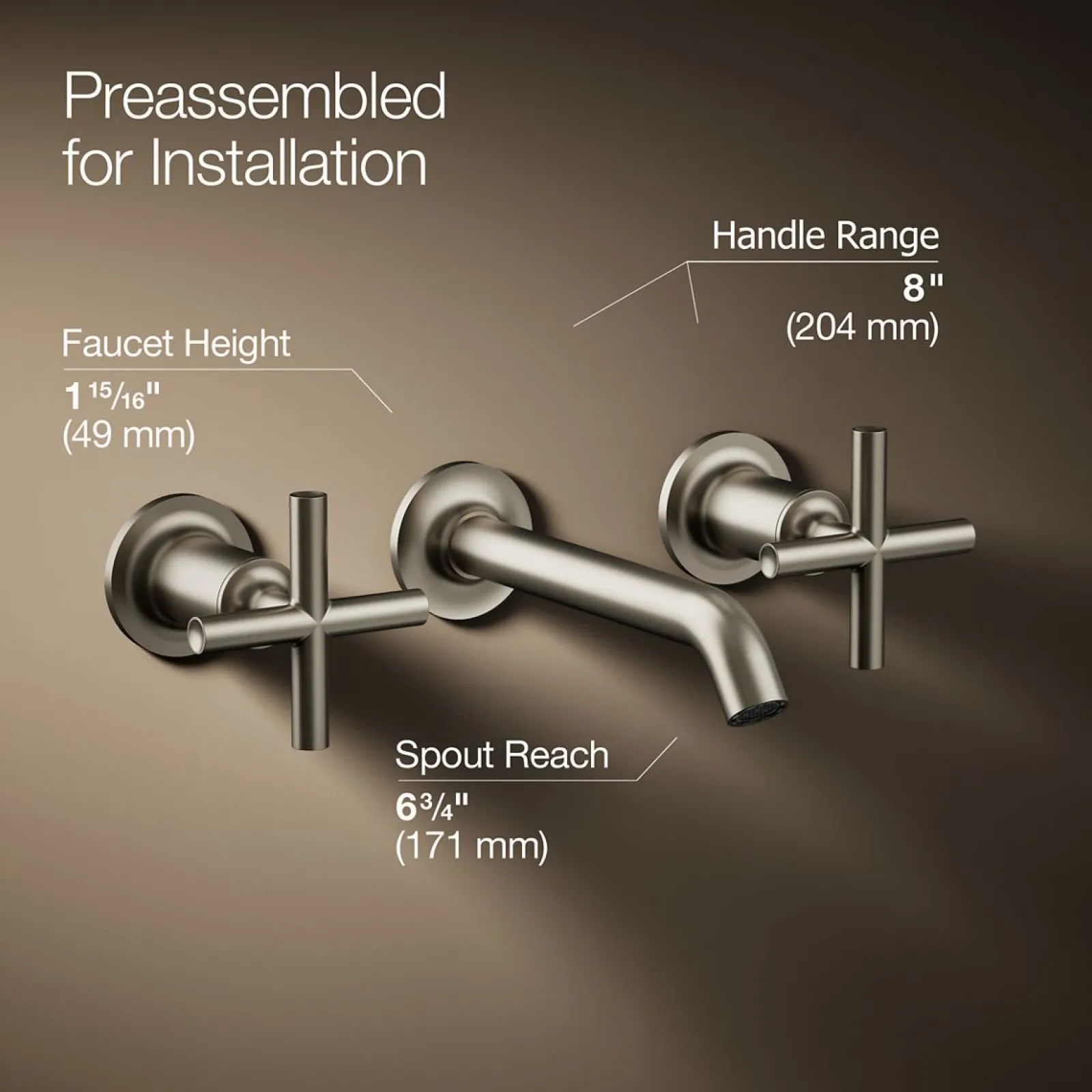 Wall-mount bathroom sink faucet trim with Cross handles, 1.2 gpm^Kohler Online