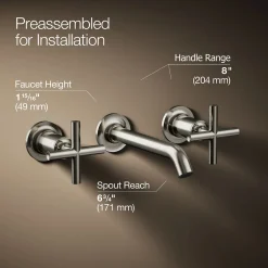 Wall-mount bathroom sink faucet trim with Cross handles, 1.2 gpm^Kohler Online