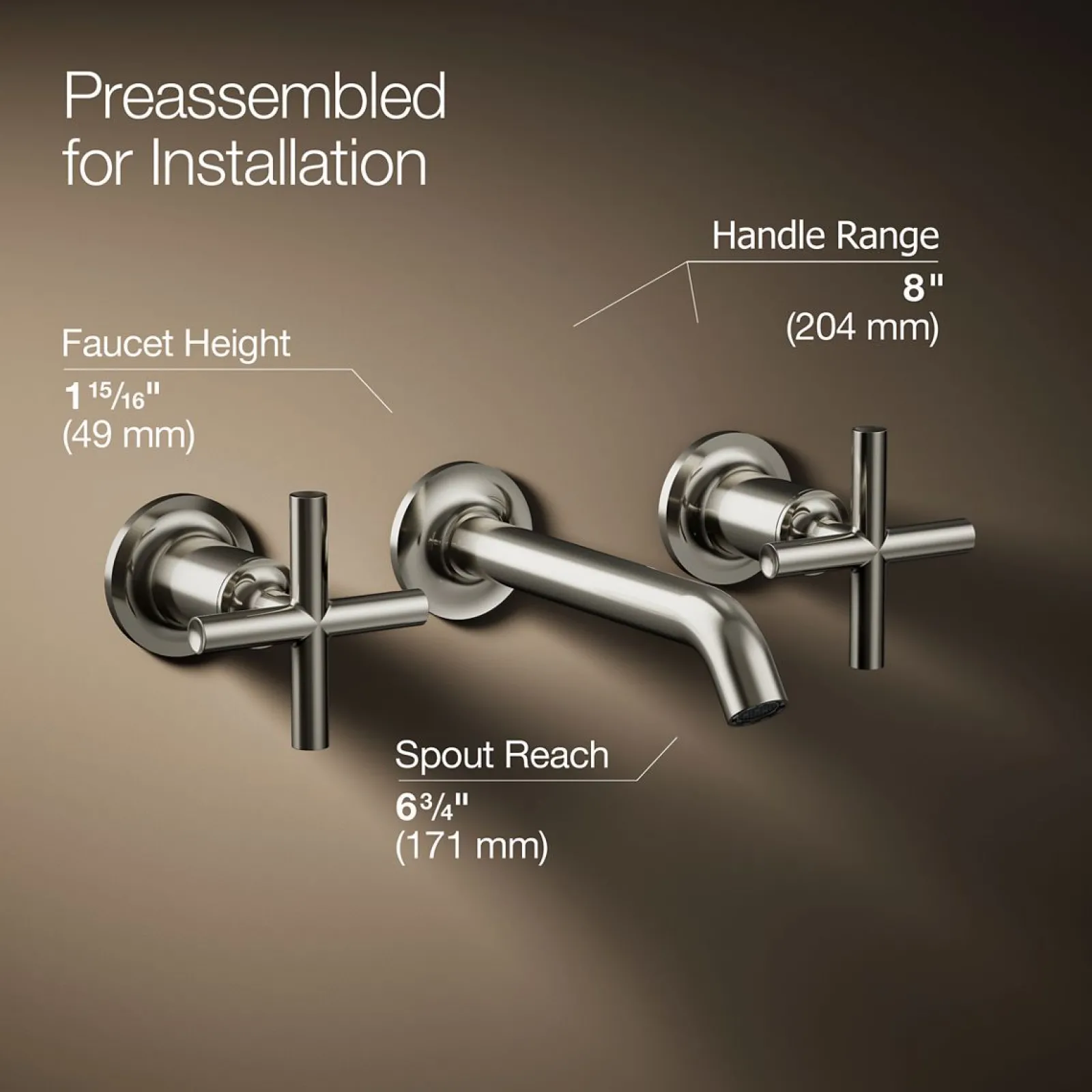 Wall-mount bathroom sink faucet trim with Cross handles, 1.2 gpm^Kohler Online