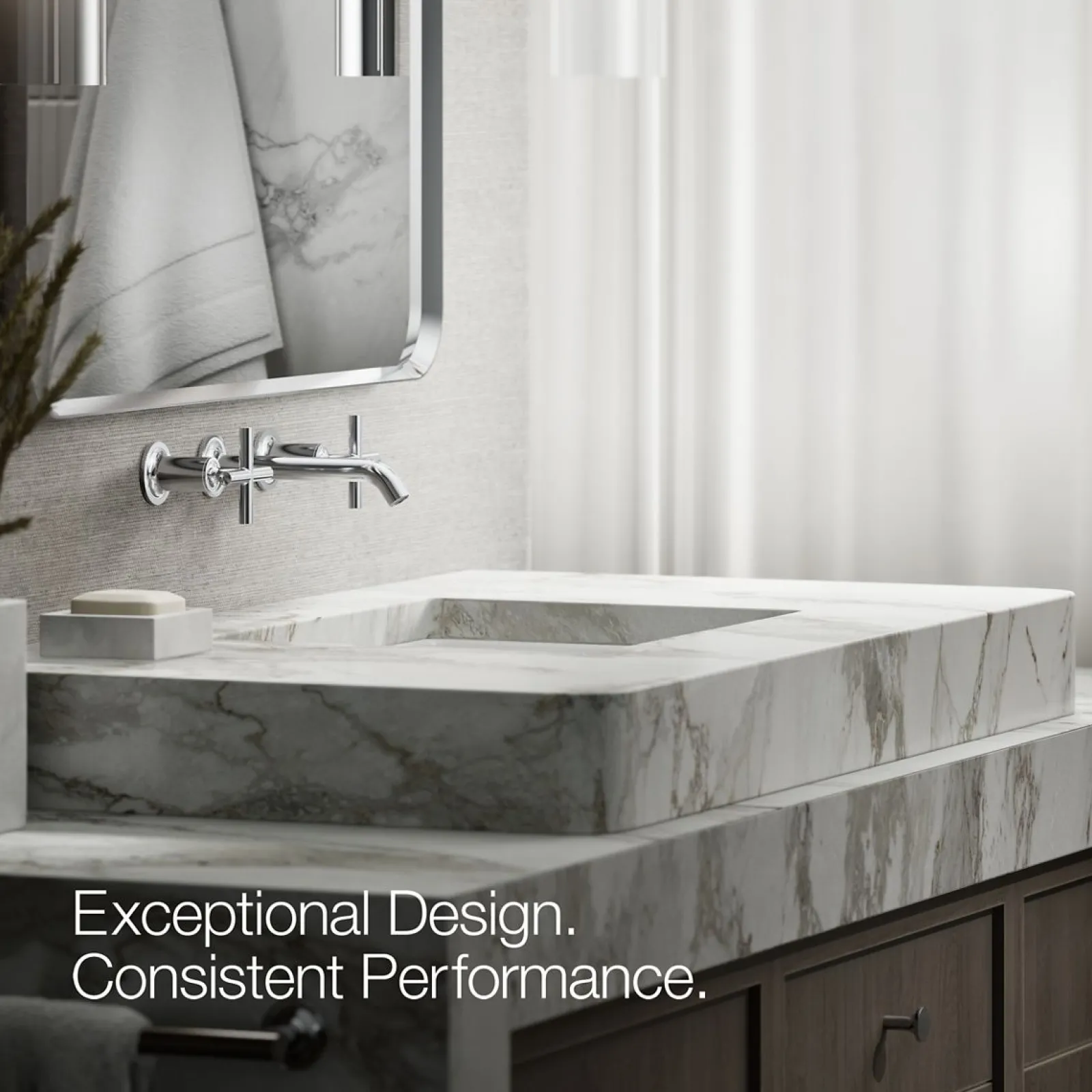 Wall-mount bathroom sink faucet trim with Cross handles, 1.2 gpm^Kohler Online