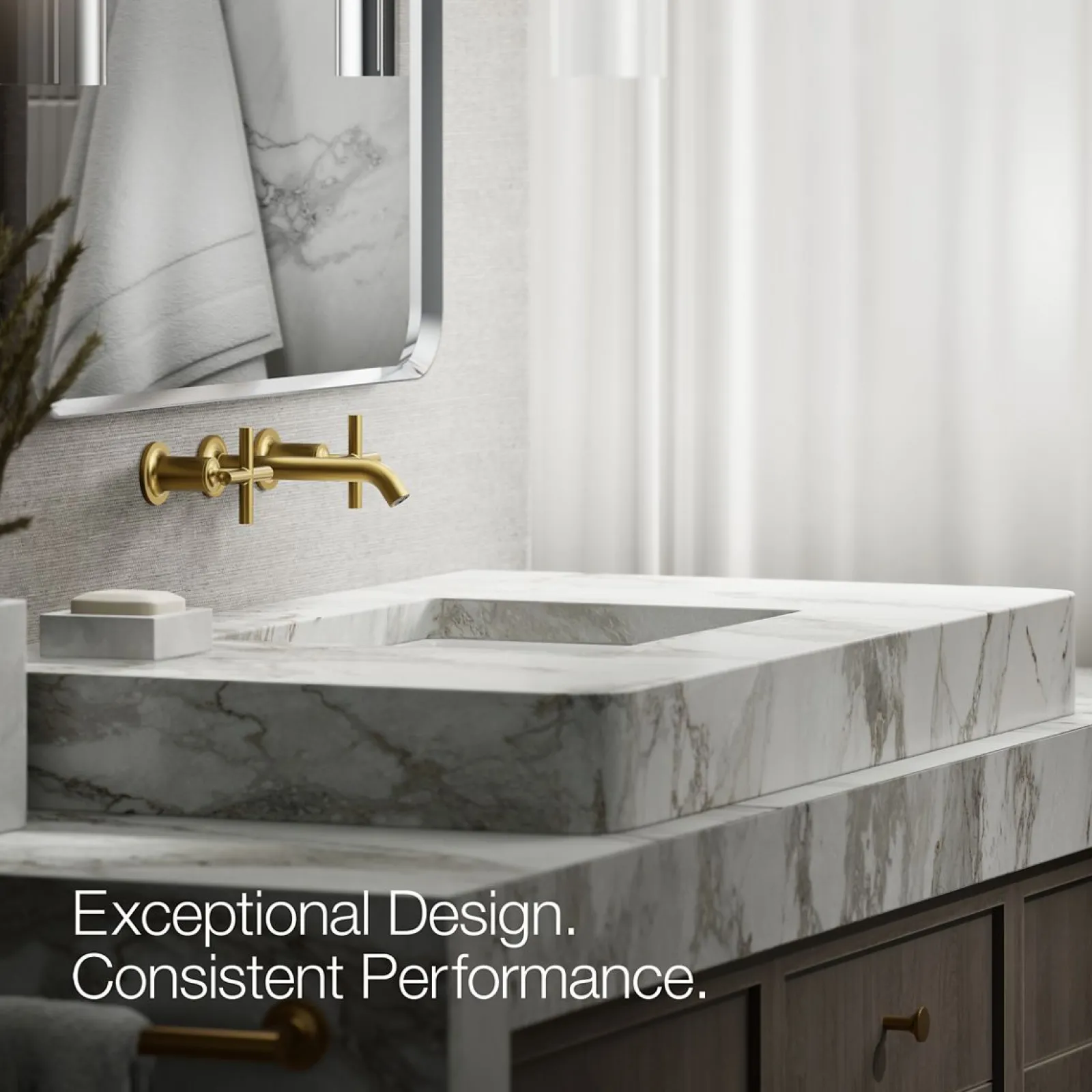 Wall-mount bathroom sink faucet trim with Cross handles, 1.2 gpm^Kohler Online