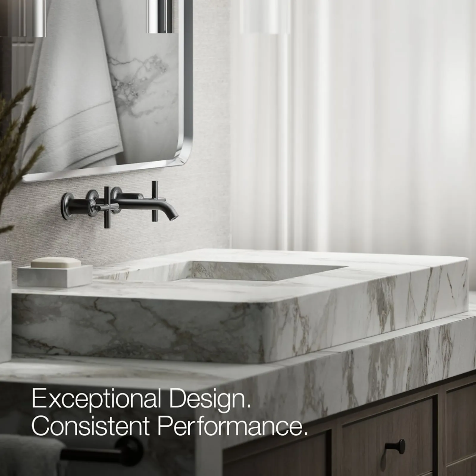 Wall-mount bathroom sink faucet trim with Cross handles, 1.2 gpm^Kohler Online