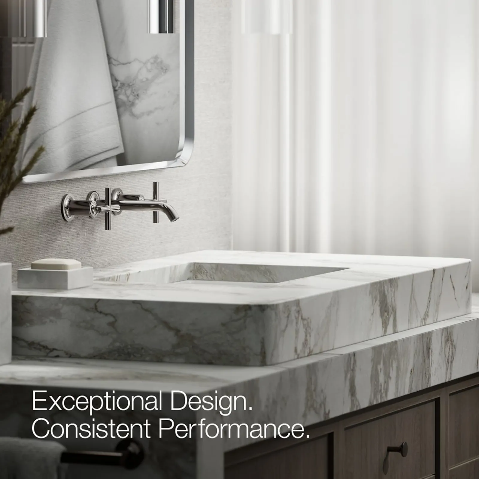 Wall-mount bathroom sink faucet trim with Cross handles, 1.2 gpm^Kohler Online