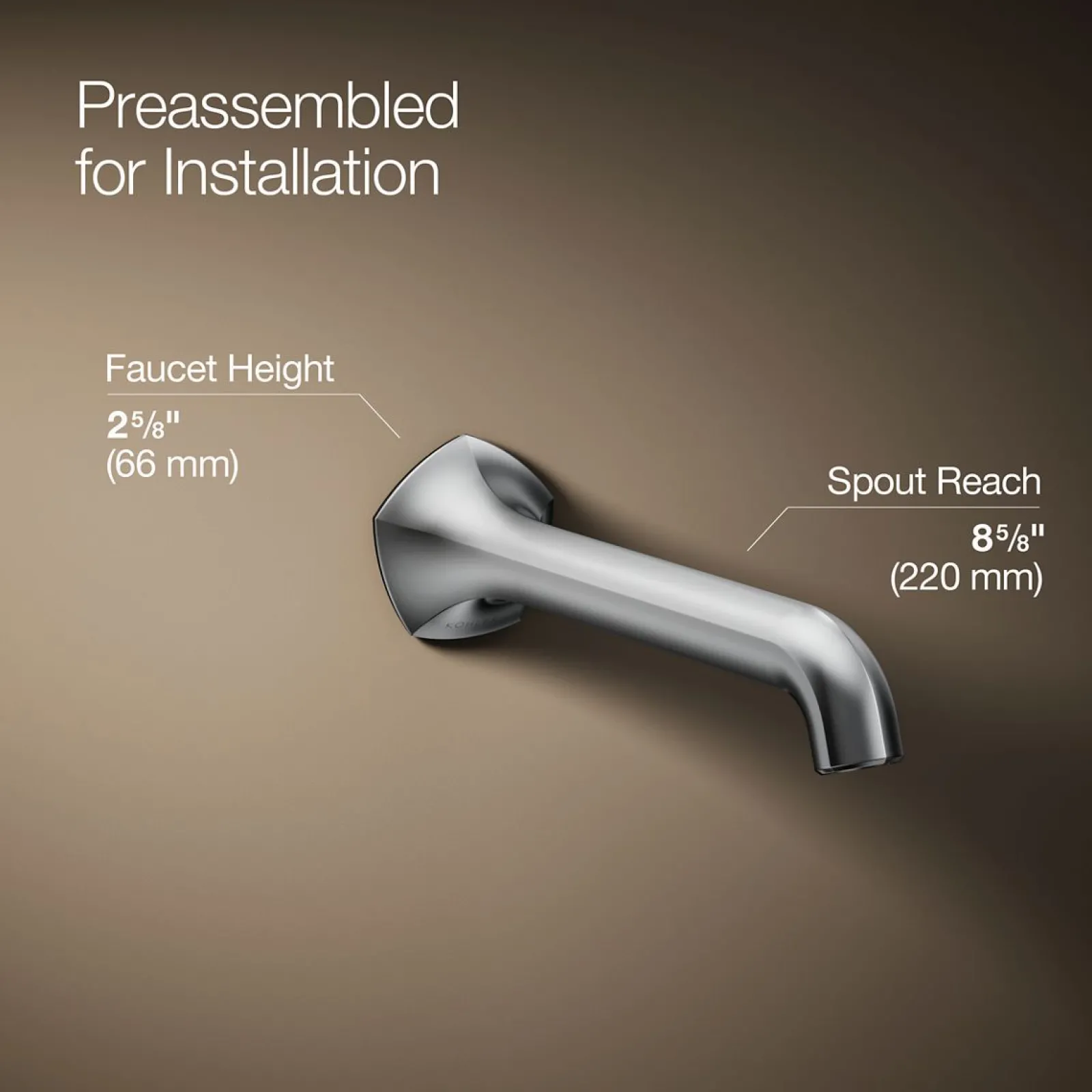 Wall-mount bathroom sink faucet spout with Straight design, 1.2 gpm^Kohler Clearance