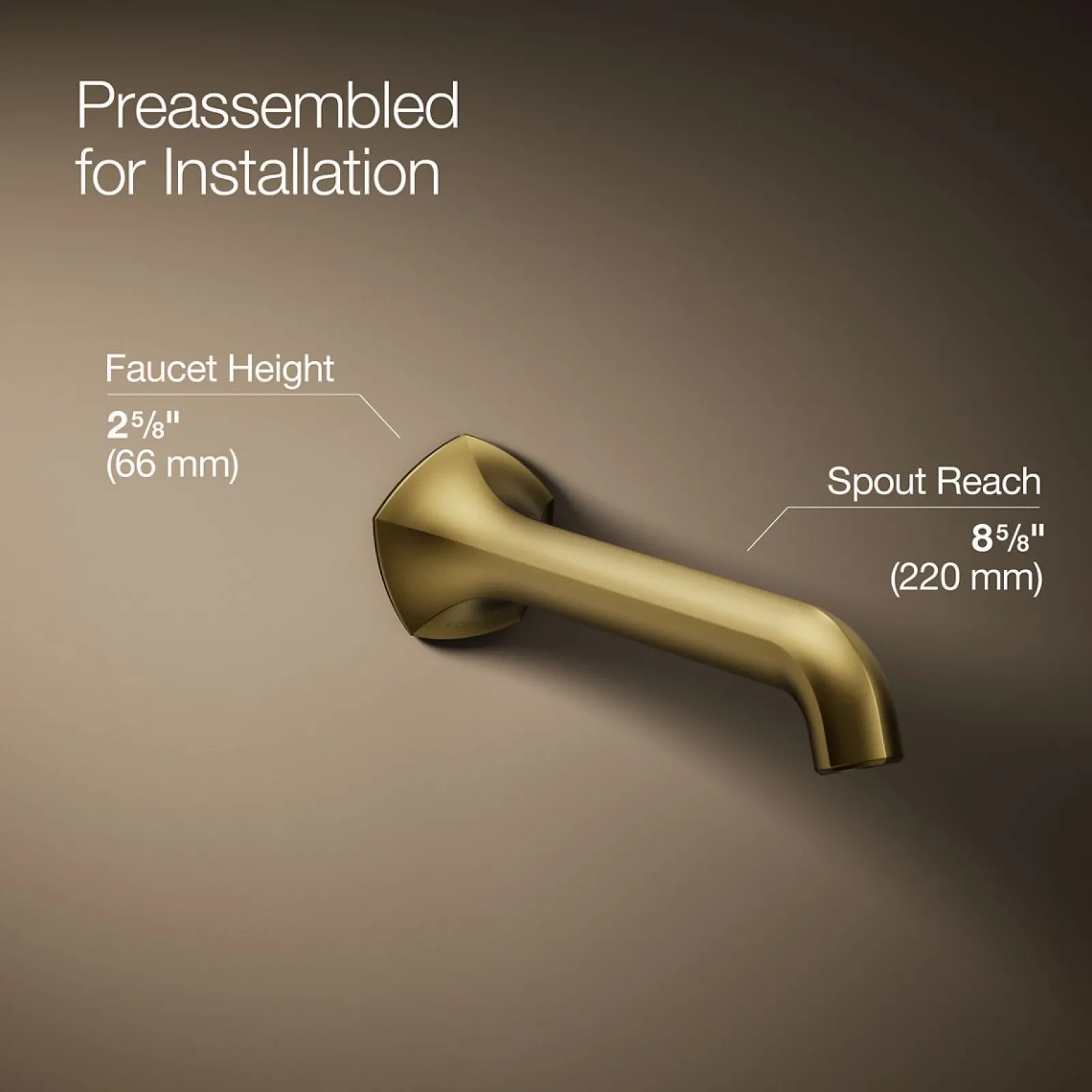 Wall-mount bathroom sink faucet spout with Straight design, 1.2 gpm^Kohler Clearance