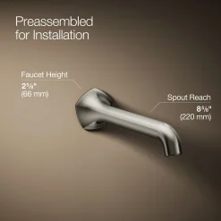 Wall-mount bathroom sink faucet spout with Straight design, 1.2 gpm^Kohler Clearance