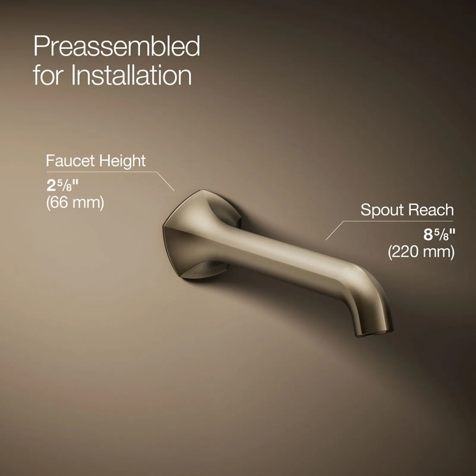 Wall-mount bathroom sink faucet spout with Straight design, 1.2 gpm^Kohler Clearance