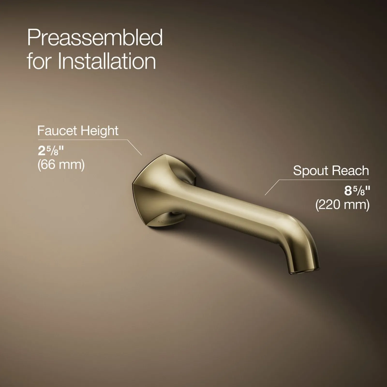 Wall-mount bathroom sink faucet spout with Straight design, 1.2 gpm^Kohler Clearance