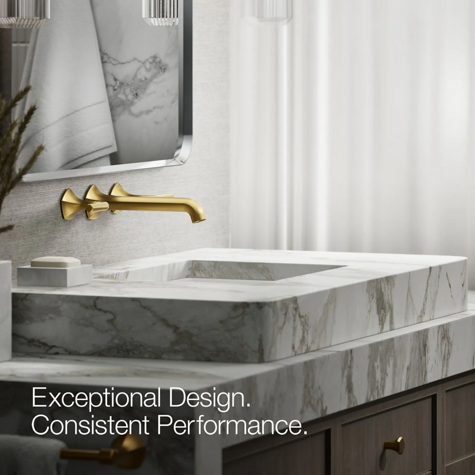 Wall-mount bathroom sink faucet Lever handle trim, 1.2 gpm^Kohler Hot