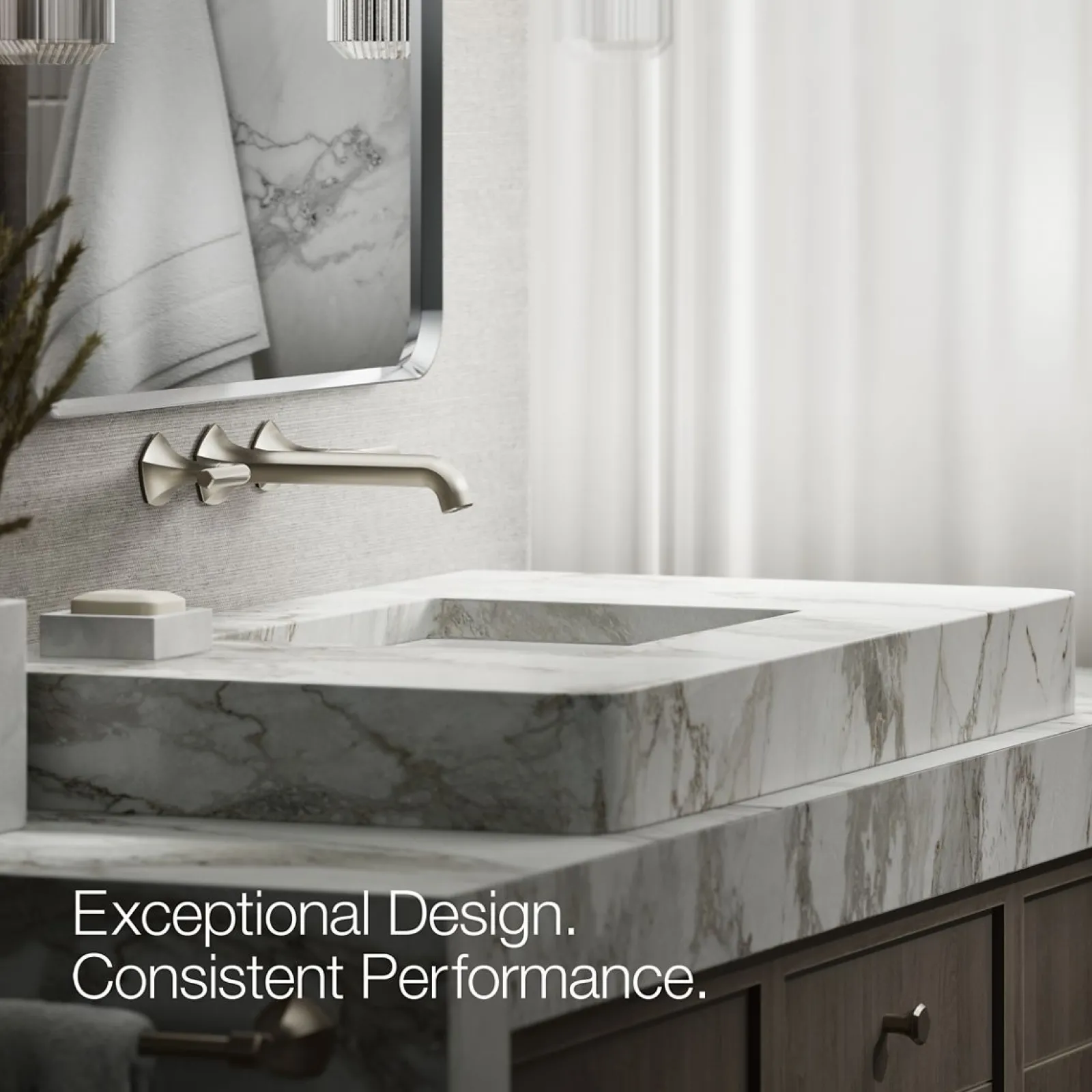 Wall-mount bathroom sink faucet Lever handle trim, 1.2 gpm^Kohler Hot