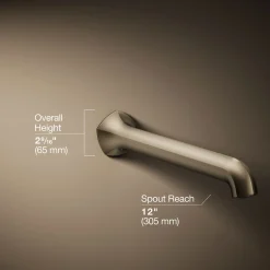 Wall-mount bath spout with Straight design, 12