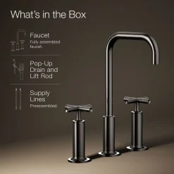 Widespread bathroom sink faucet with Cross handles, 1.2 gpm^Kohler Hot
