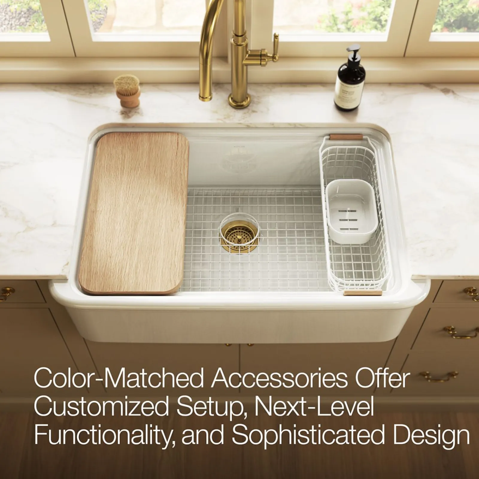 Wire sink basket for Audrine farmhouse kitchen sink^Kohler