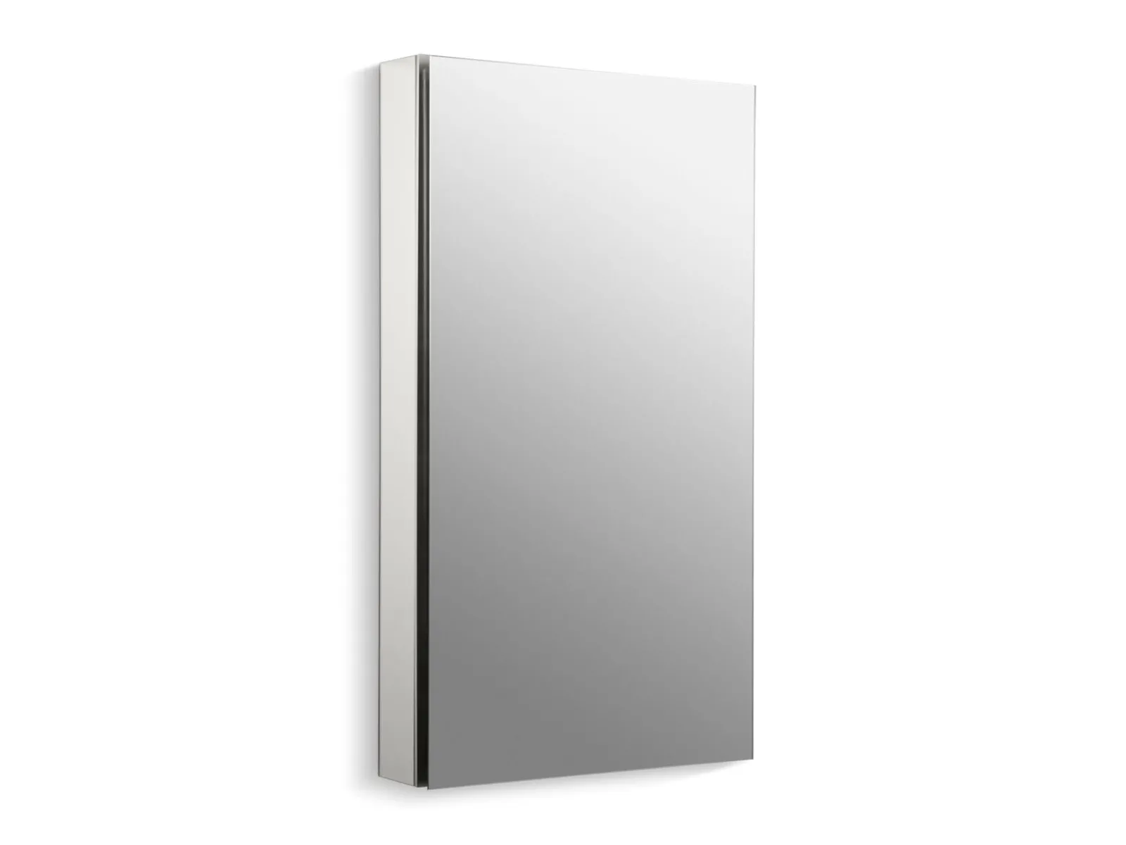 20-1/8" W x 36-1/8" H aluminum single-door medicine cabinet with 107 degree hinge^Kohler New