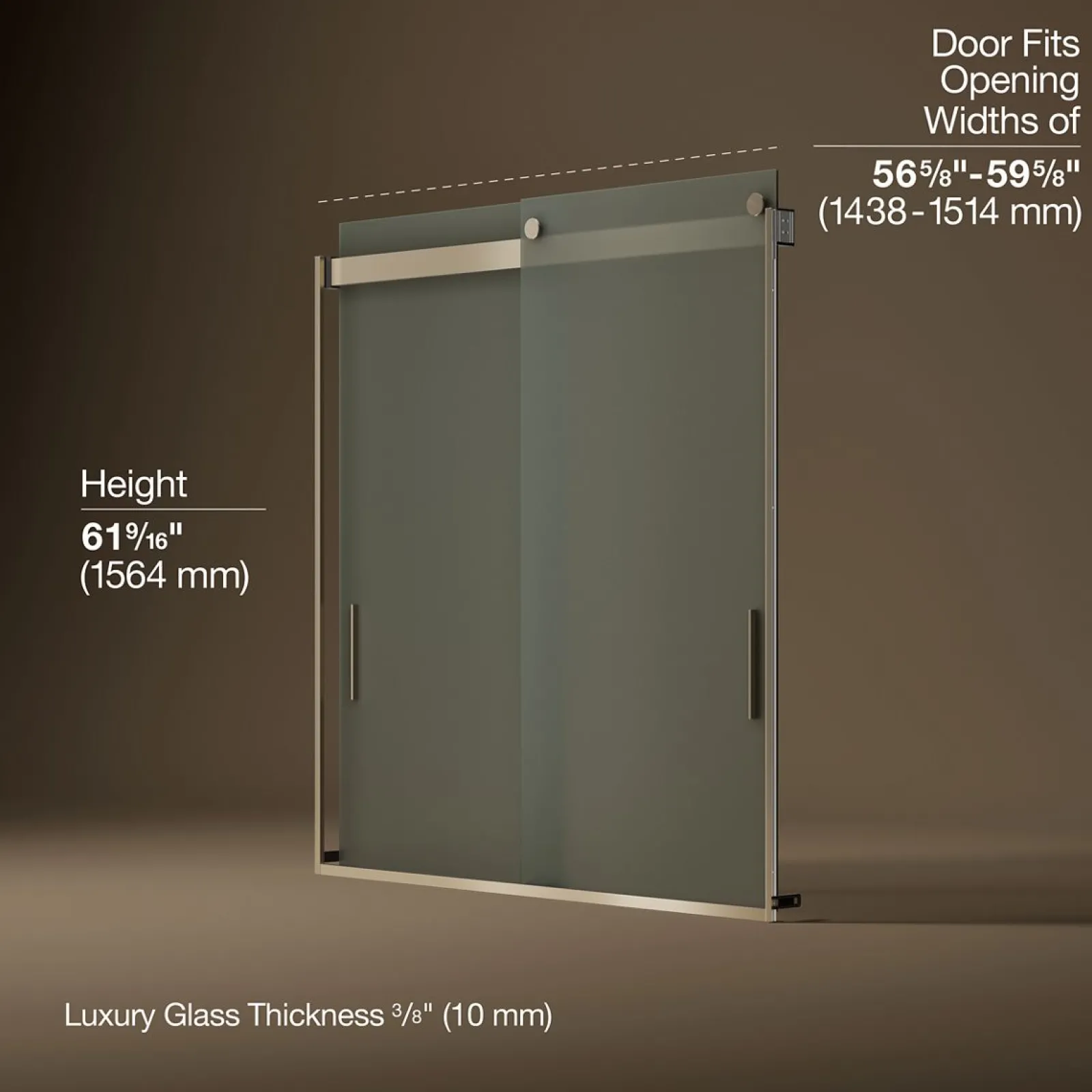 56-5/8"-59-5/8" W x 62" H bypass bath door with 1/4"-thick Frosted glass^Kohler New