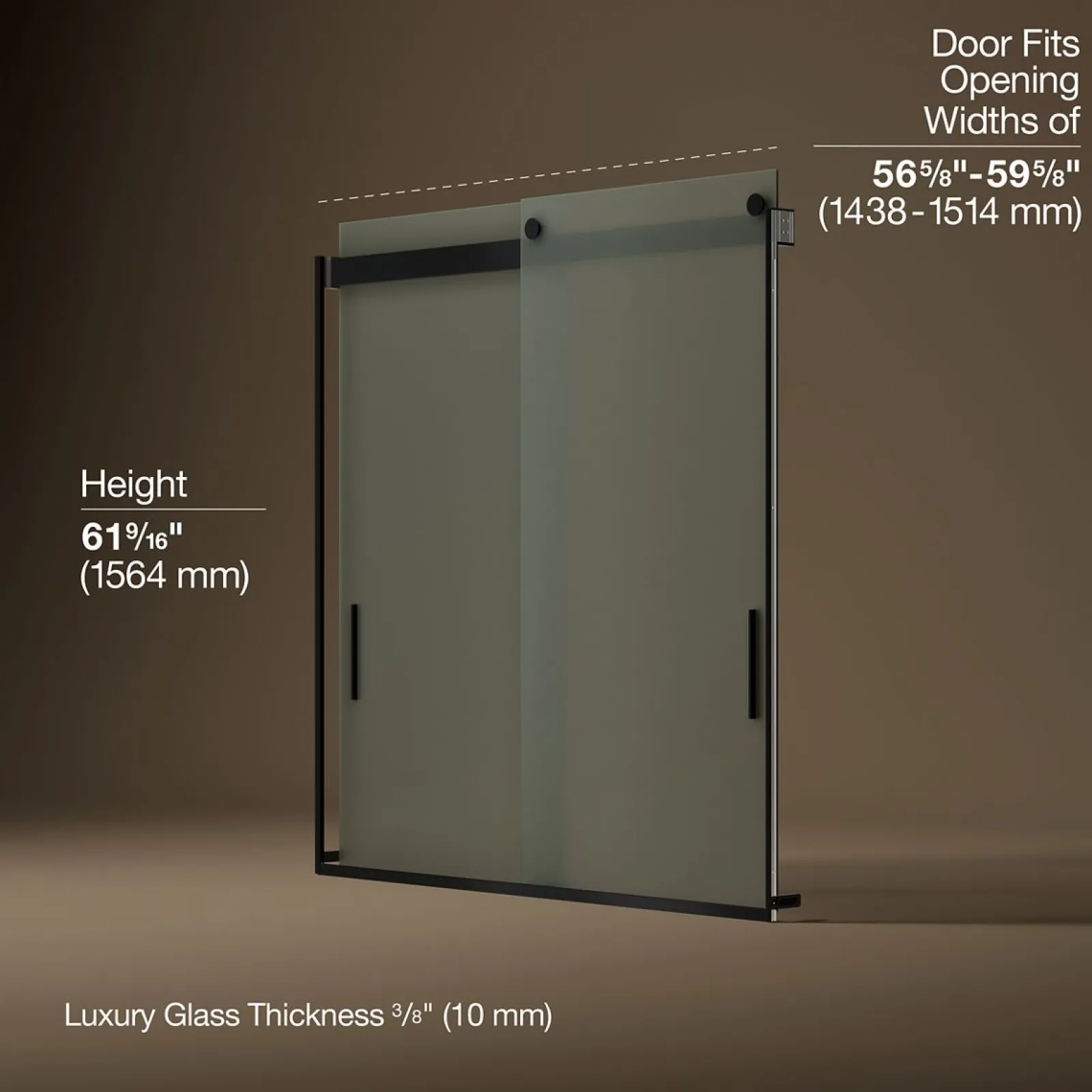56-5/8"-59-5/8" W x 62" H bypass bath door with 1/4"-thick Frosted glass^Kohler New