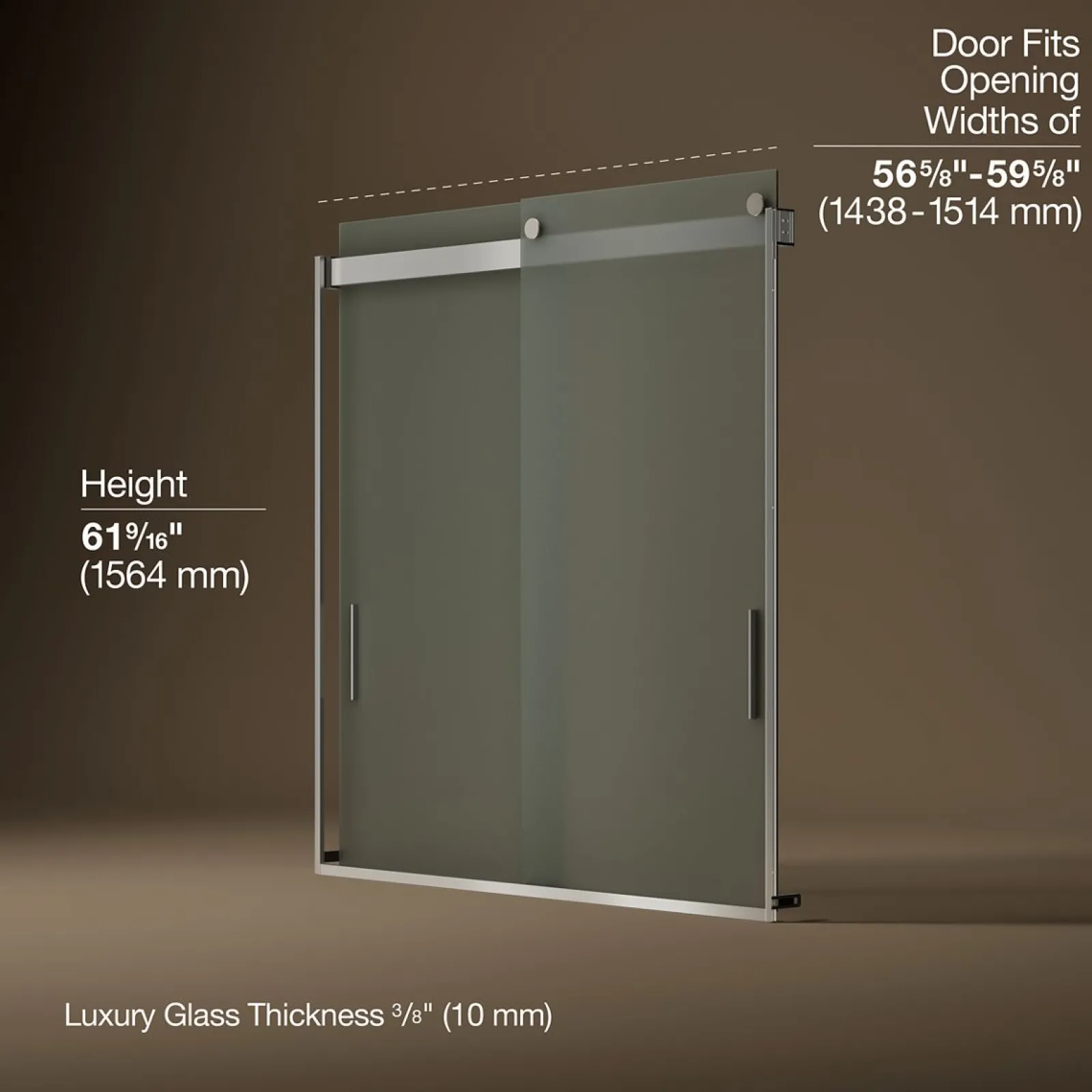 56-5/8"-59-5/8" W x 62" H bypass bath door with 1/4"-thick Frosted glass^Kohler New