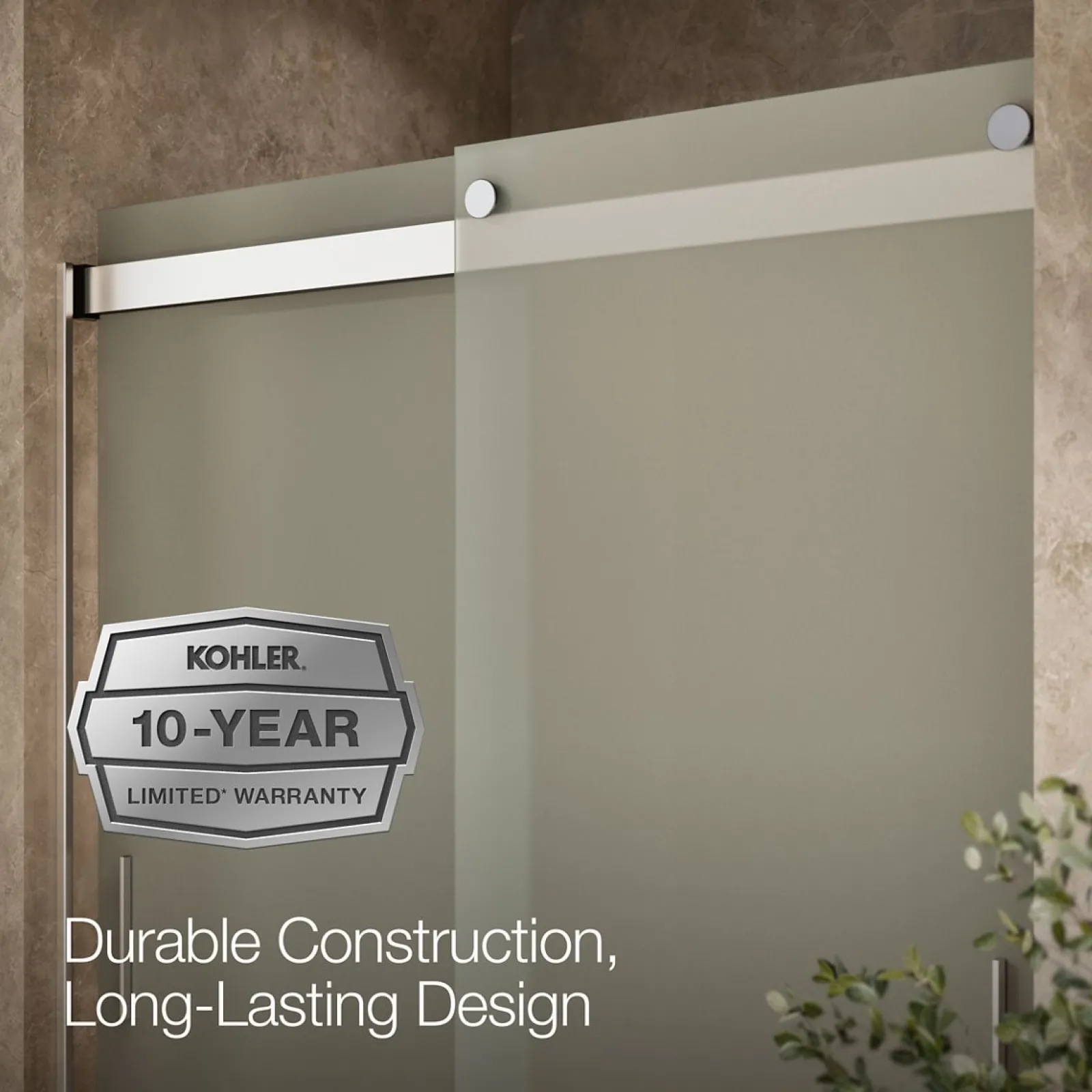 56-5/8"-59-5/8" W x 62" H bypass bath door with 1/4"-thick Frosted glass^Kohler New
