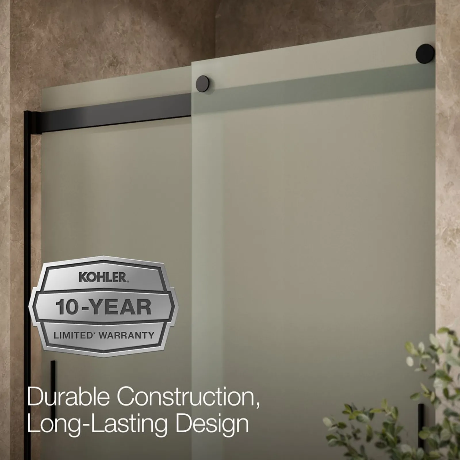 56-5/8"-59-5/8" W x 62" H bypass bath door with 1/4"-thick Frosted glass^Kohler New