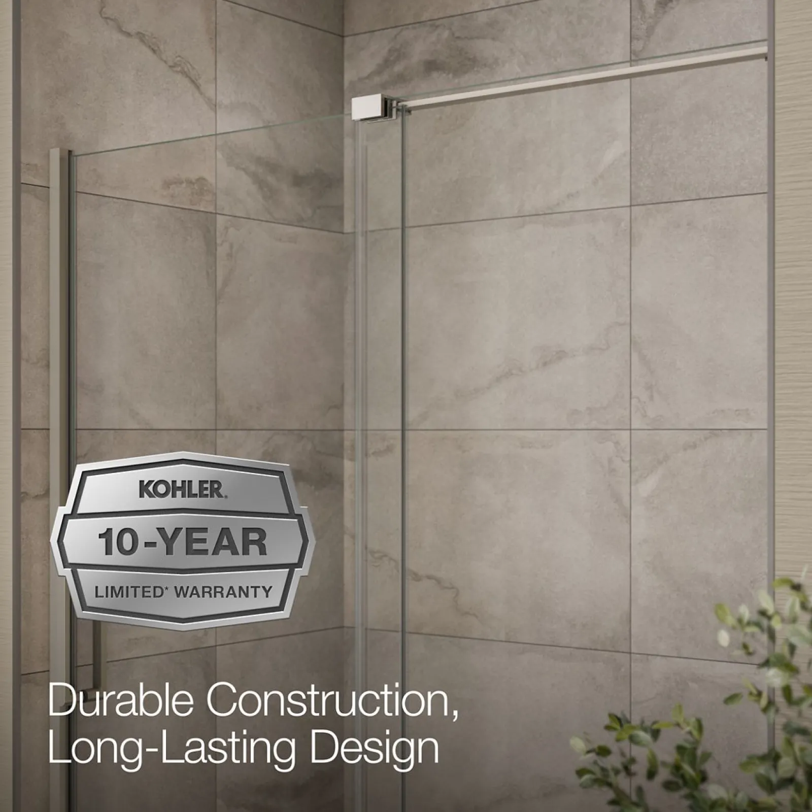 55-3/4"-59-3/4" W x 58-1/4" H bypass bath door with 5/16"-thick Crystal Clear glass^Kohler Best