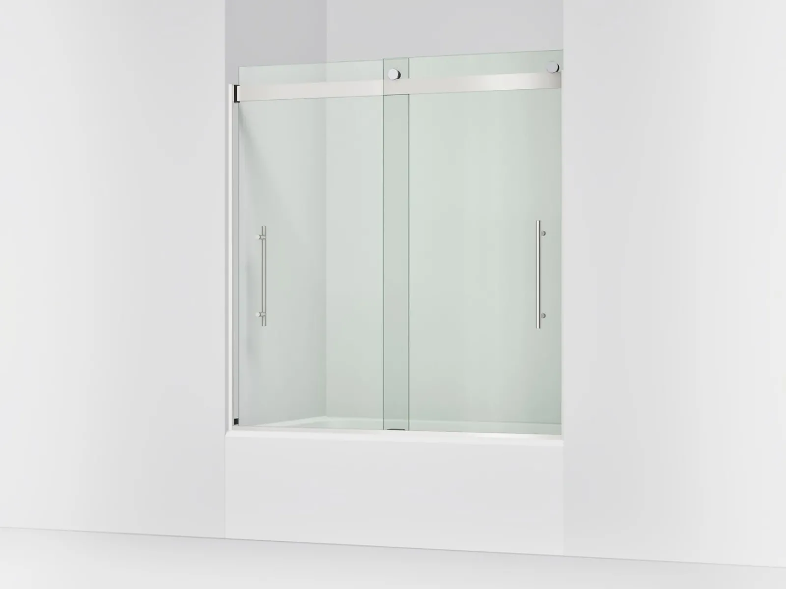 56-5/8"-59-5/8" W x 61.53" H bypass bath door with 5/16"-thick Crystal Clear glass^Kohler Hot