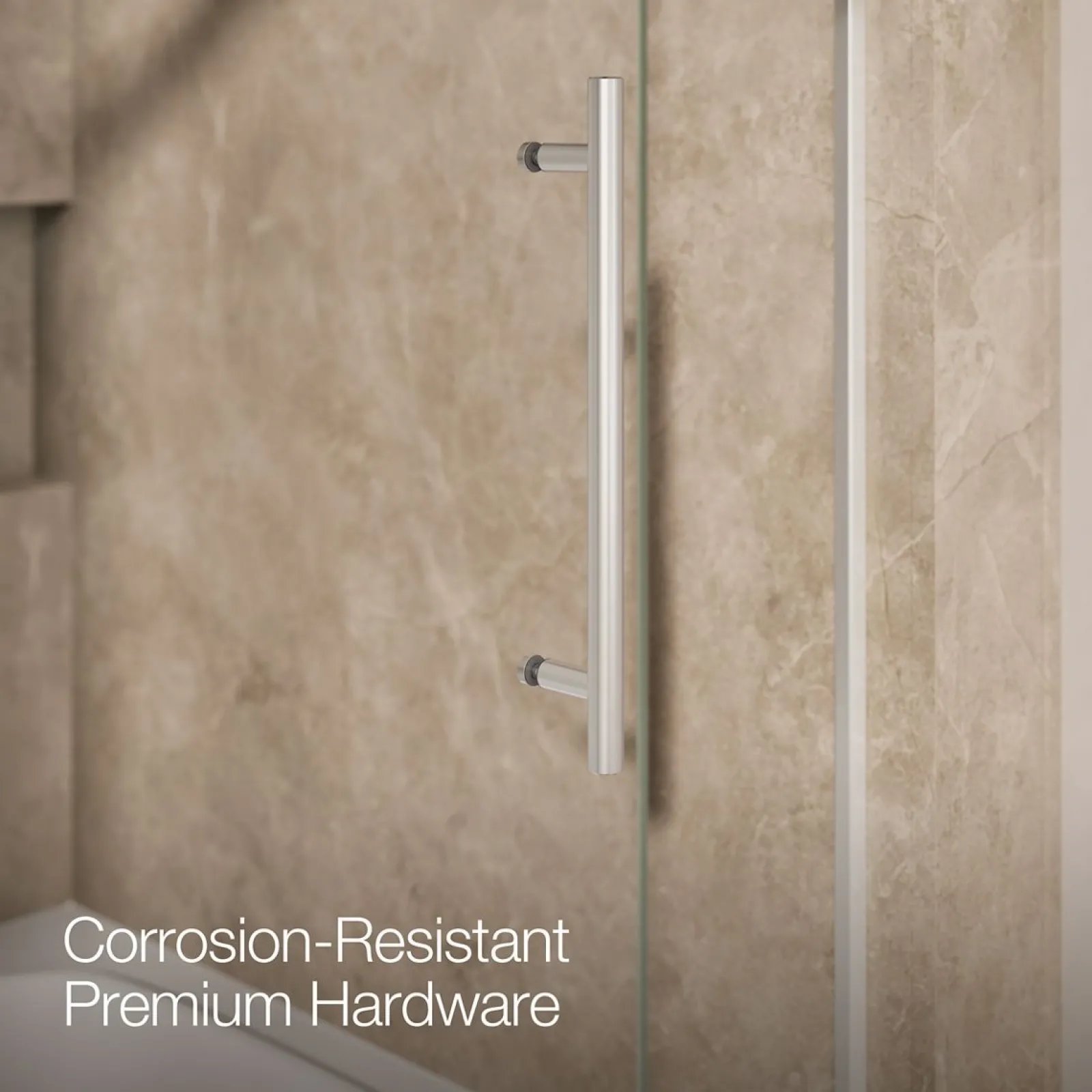 56-5/8"-59-5/8" W x 61.53" H bypass bath door with 5/16"-thick Crystal Clear glass^Kohler Hot