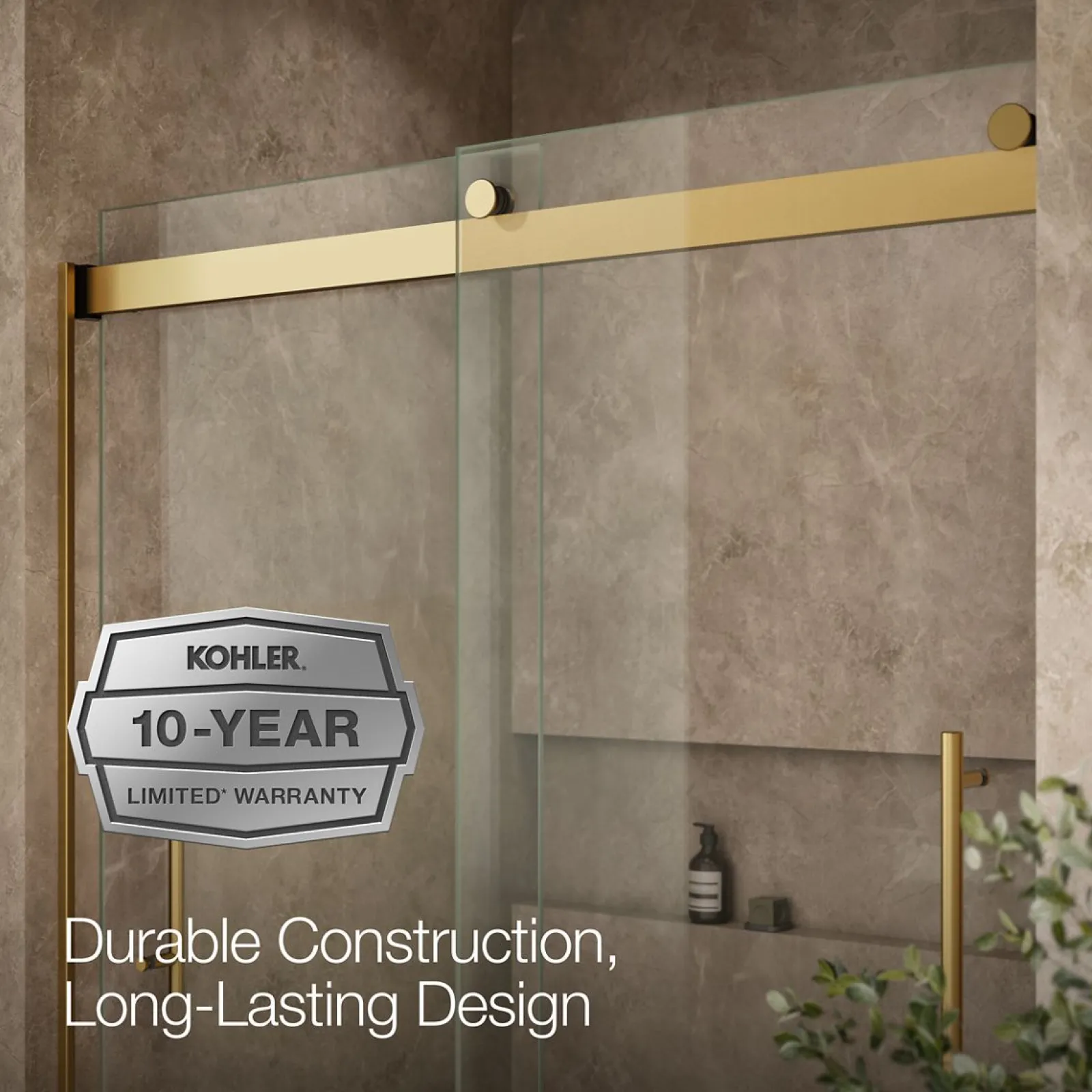 56-5/8"-59-5/8" W x 61.53" H bypass bath door with 5/16"-thick Crystal Clear glass^Kohler Hot