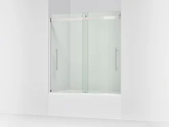 56-5/8"-59-5/8" W x 61.53" H bypass bath door with 3/8"-thick Crystal Clear glass^Kohler Best