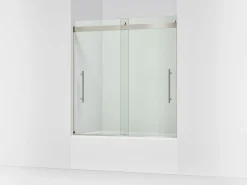 56-5/8"-59-5/8" W x 61.53" H bypass bath door with 3/8"-thick Crystal Clear glass^Kohler Best