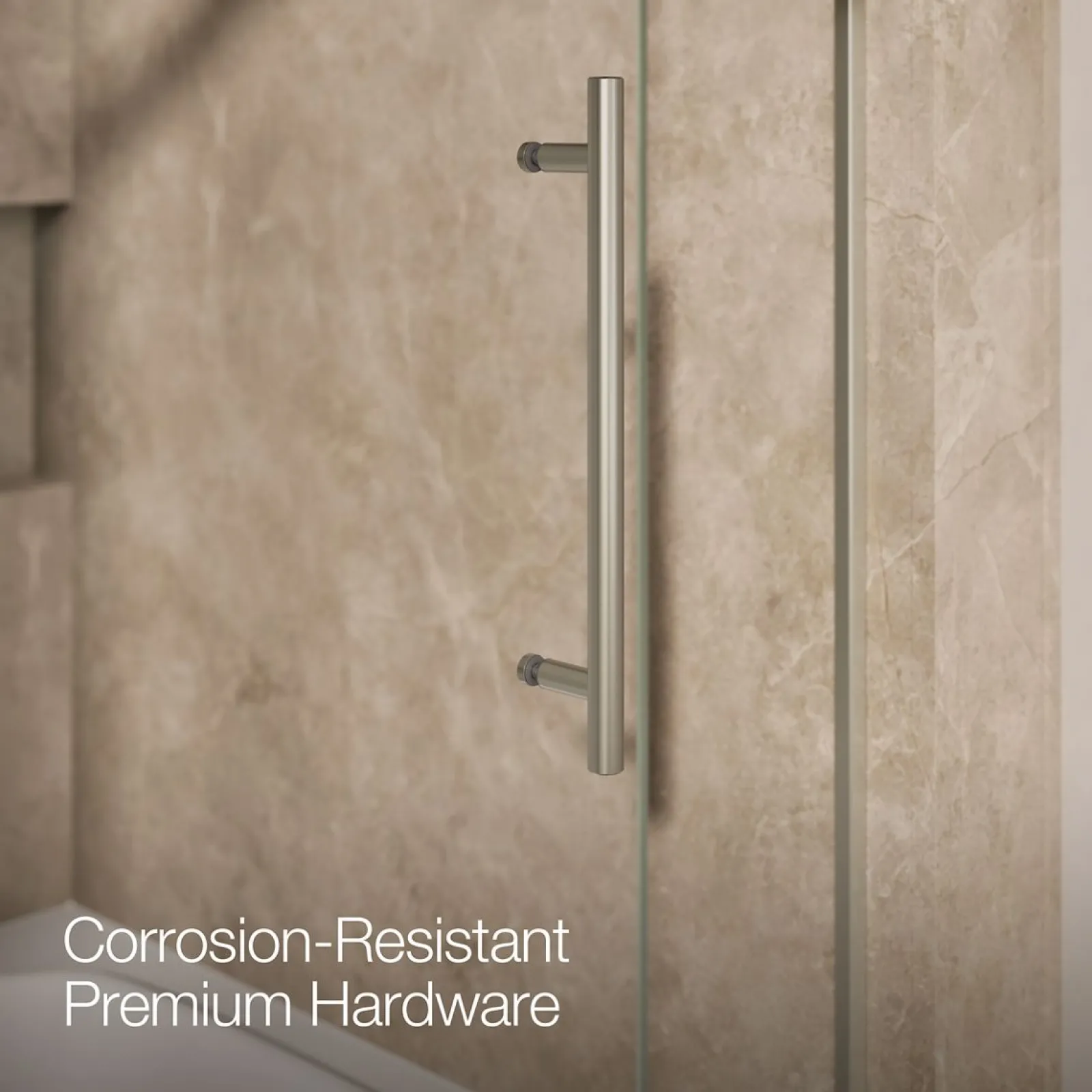 56-5/8"-59-5/8" W x 61.53" H bypass bath door with 3/8"-thick Crystal Clear glass^Kohler Best