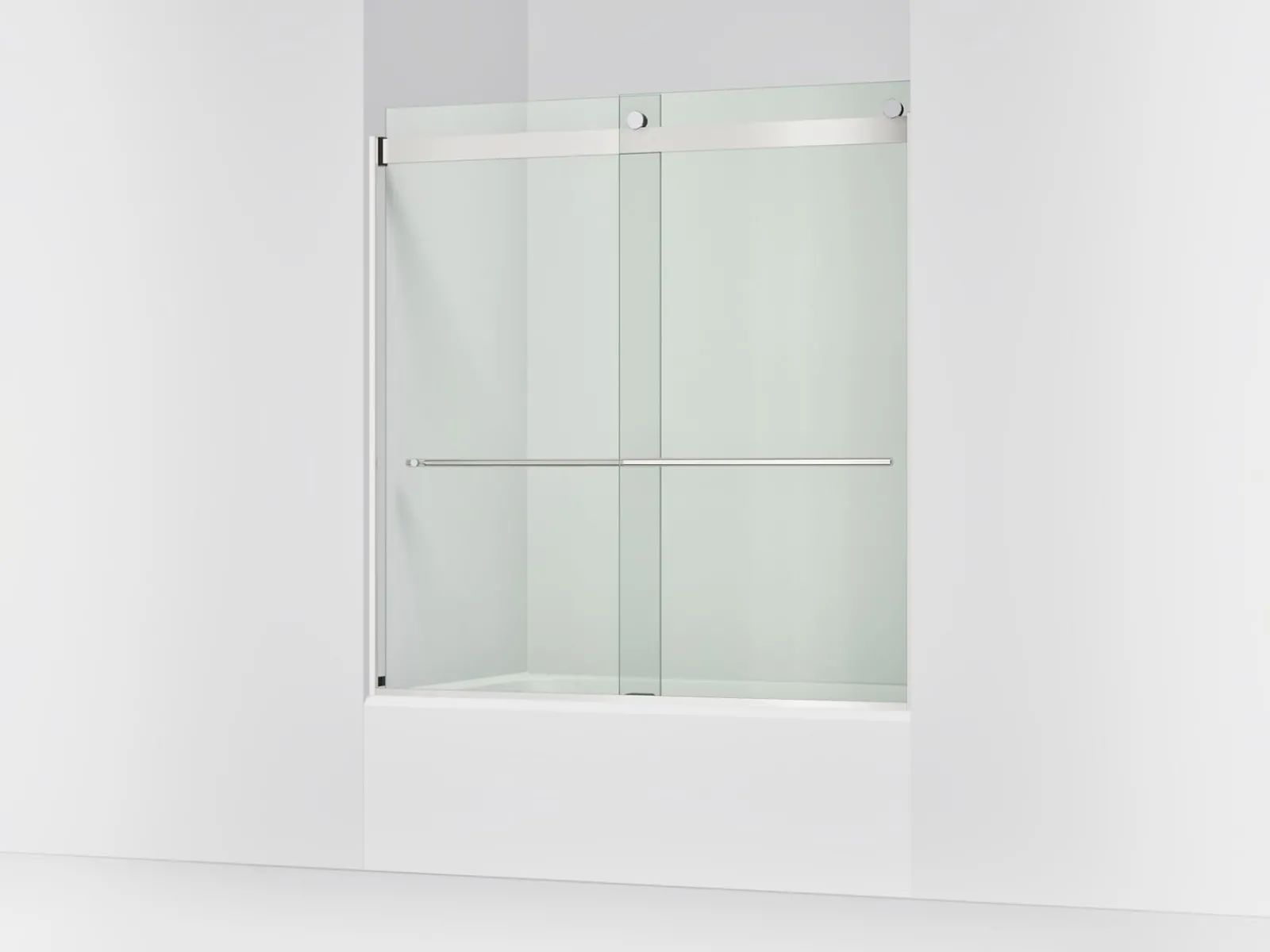 56-5/8"-59-5/8" W x 61.53" H bypass bath door with 5/16"-thick Crystal Clear glass^Kohler Best