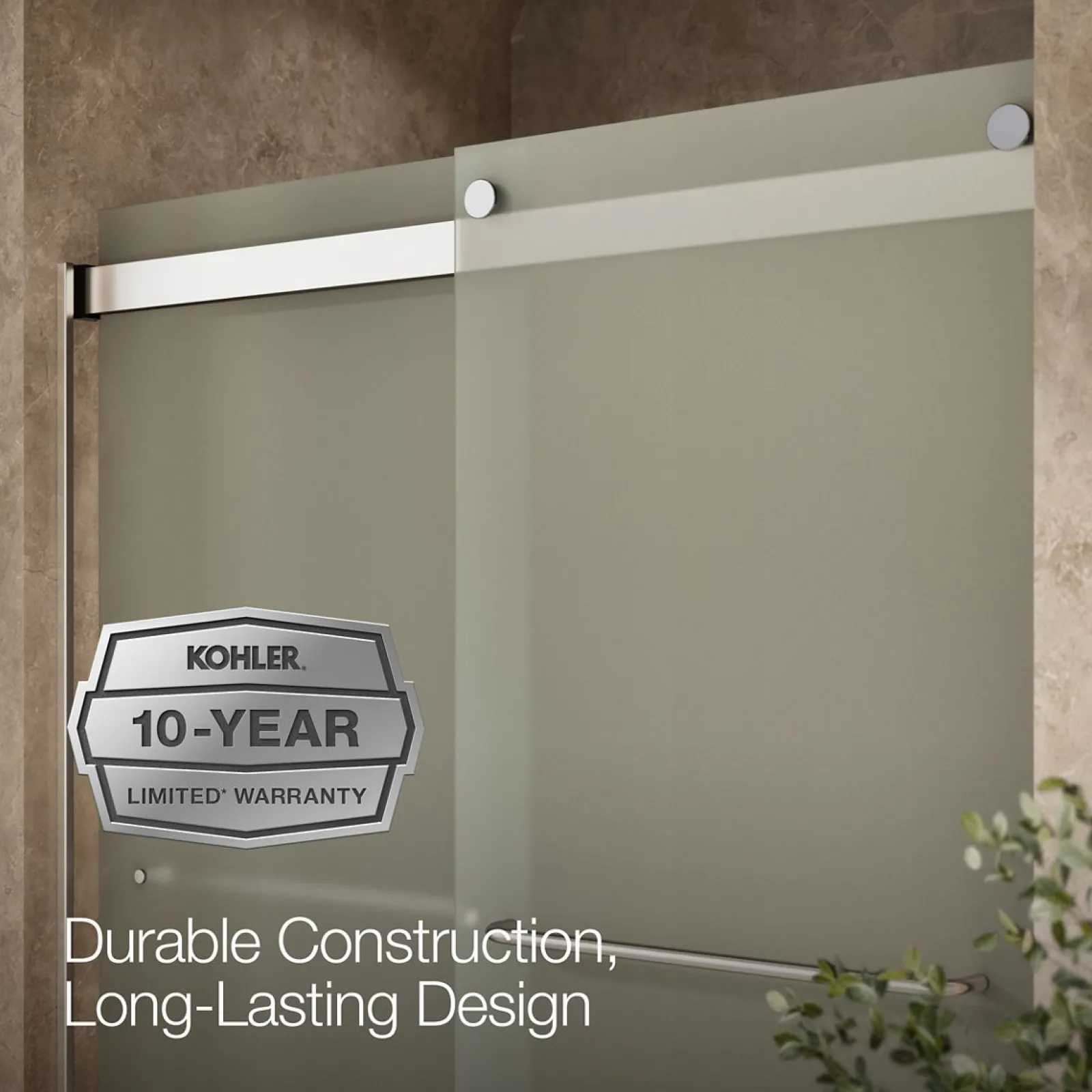 56-5/8"-59-5/8" W x 62" H bypass bath door with 1/4"-thick Frosted glass^Kohler New